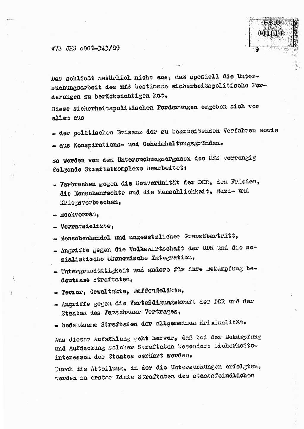Diplomarbeit Offiziersschüler Axel Henschke (HA Ⅸ/9), Ministerium für Staatssicherheit (MfS) [Deutsche Demokratische Republik (DDR)], Juristische Hochschule (JHS), Vertrauliche Verschlußsache (VVS) o001-343/89, Potsdam 1989, Seite 9 (Dipl.-Arb. MfS DDR JHS VVS o001-343/89 1989, S. 9)