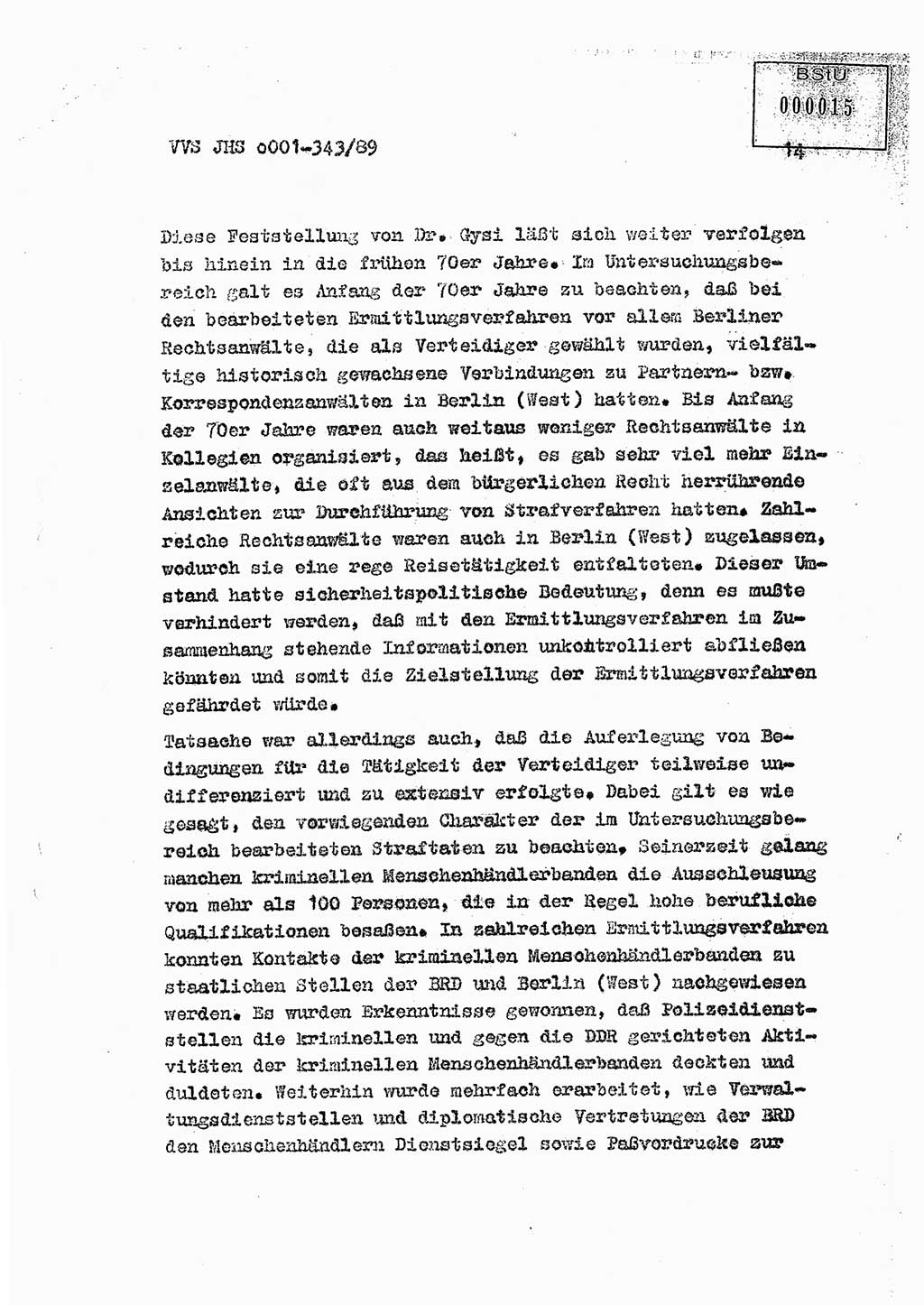 Diplomarbeit Offiziersschüler Axel Henschke (HA Ⅸ/9), Ministerium für Staatssicherheit (MfS) [Deutsche Demokratische Republik (DDR)], Juristische Hochschule (JHS), Vertrauliche Verschlußsache (VVS) o001-343/89, Potsdam 1989, Seite 14 (Dipl.-Arb. MfS DDR JHS VVS o001-343/89 1989, S. 14)