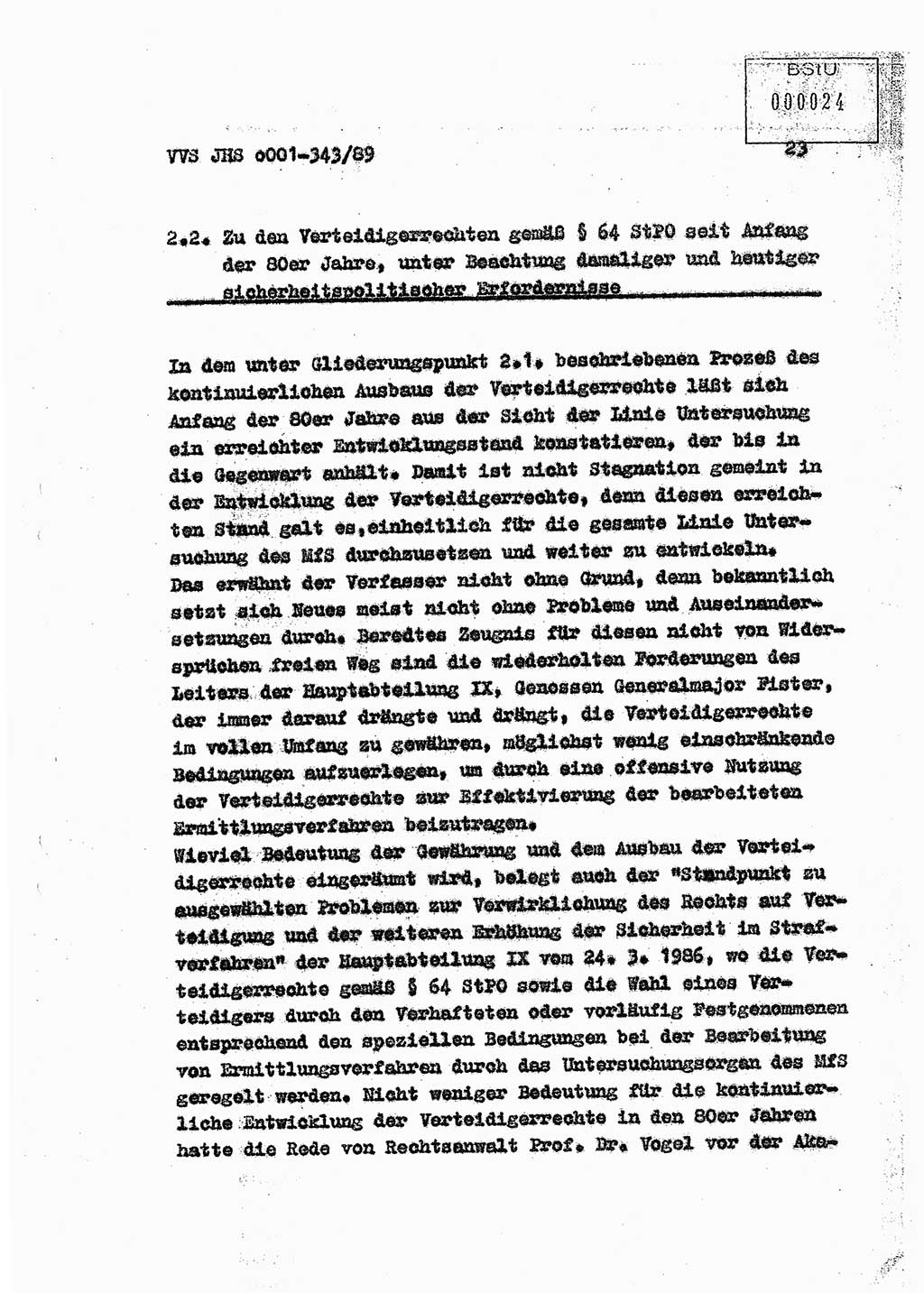 Diplomarbeit Offiziersschüler Axel Henschke (HA Ⅸ/9), Ministerium für Staatssicherheit (MfS) [Deutsche Demokratische Republik (DDR)], Juristische Hochschule (JHS), Vertrauliche Verschlußsache (VVS) o001-343/89, Potsdam 1989, Seite 23 (Dipl.-Arb. MfS DDR JHS VVS o001-343/89 1989, S. 23)