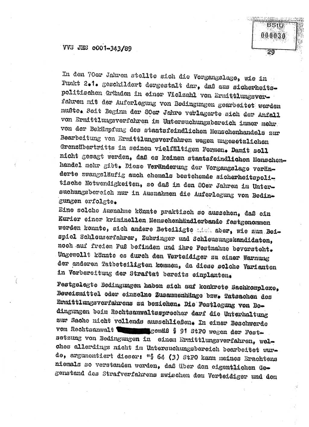 Diplomarbeit Offiziersschüler Axel Henschke (HA Ⅸ/9), Ministerium für Staatssicherheit (MfS) [Deutsche Demokratische Republik (DDR)], Juristische Hochschule (JHS), Vertrauliche Verschlußsache (VVS) o001-343/89, Potsdam 1989, Seite 29 (Dipl.-Arb. MfS DDR JHS VVS o001-343/89 1989, S. 29)