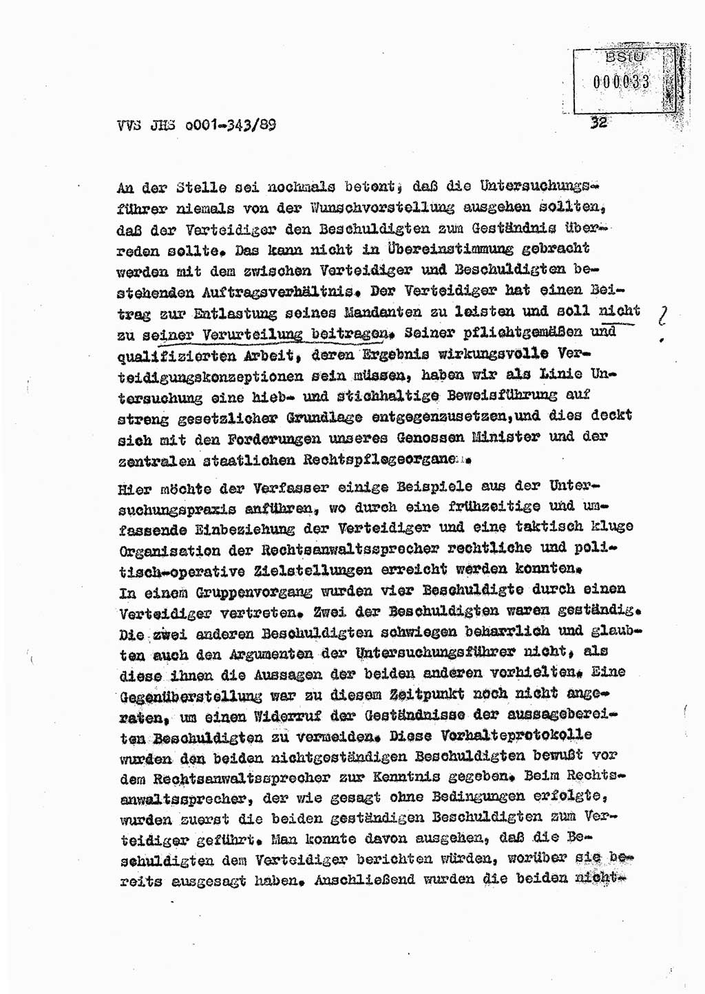 Diplomarbeit Offiziersschüler Axel Henschke (HA Ⅸ/9), Ministerium für Staatssicherheit (MfS) [Deutsche Demokratische Republik (DDR)], Juristische Hochschule (JHS), Vertrauliche Verschlußsache (VVS) o001-343/89, Potsdam 1989, Seite 32 (Dipl.-Arb. MfS DDR JHS VVS o001-343/89 1989, S. 32)