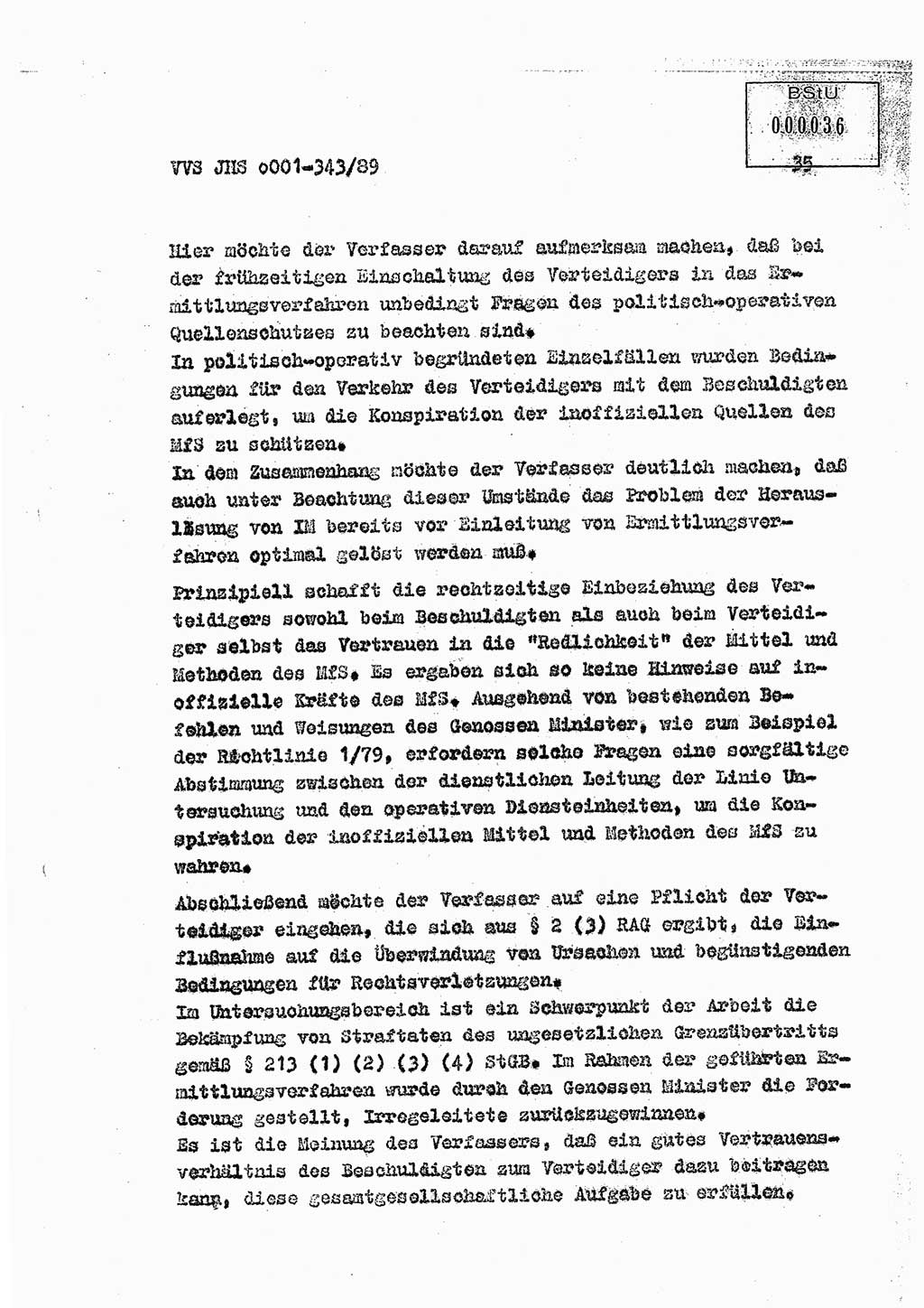 Diplomarbeit Offiziersschüler Axel Henschke (HA Ⅸ/9), Ministerium für Staatssicherheit (MfS) [Deutsche Demokratische Republik (DDR)], Juristische Hochschule (JHS), Vertrauliche Verschlußsache (VVS) o001-343/89, Potsdam 1989, Seite 35 (Dipl.-Arb. MfS DDR JHS VVS o001-343/89 1989, S. 35)