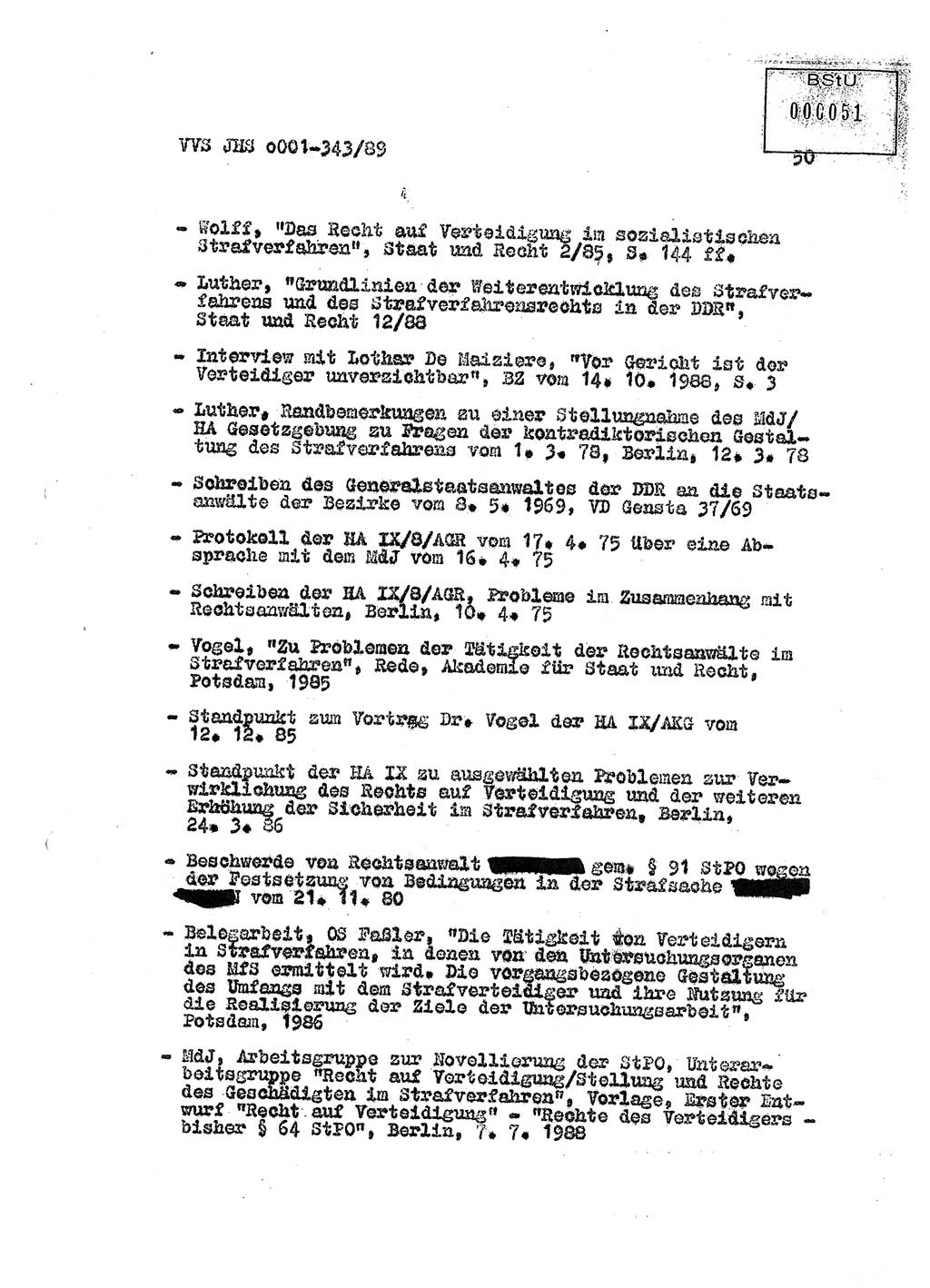 Diplomarbeit Offiziersschüler Axel Henschke (HA Ⅸ/9), Ministerium für Staatssicherheit (MfS) [Deutsche Demokratische Republik (DDR)], Juristische Hochschule (JHS), Vertrauliche Verschlußsache (VVS) o001-343/89, Potsdam 1989, Seite 50 (Dipl.-Arb. MfS DDR JHS VVS o001-343/89 1989, S. 50)