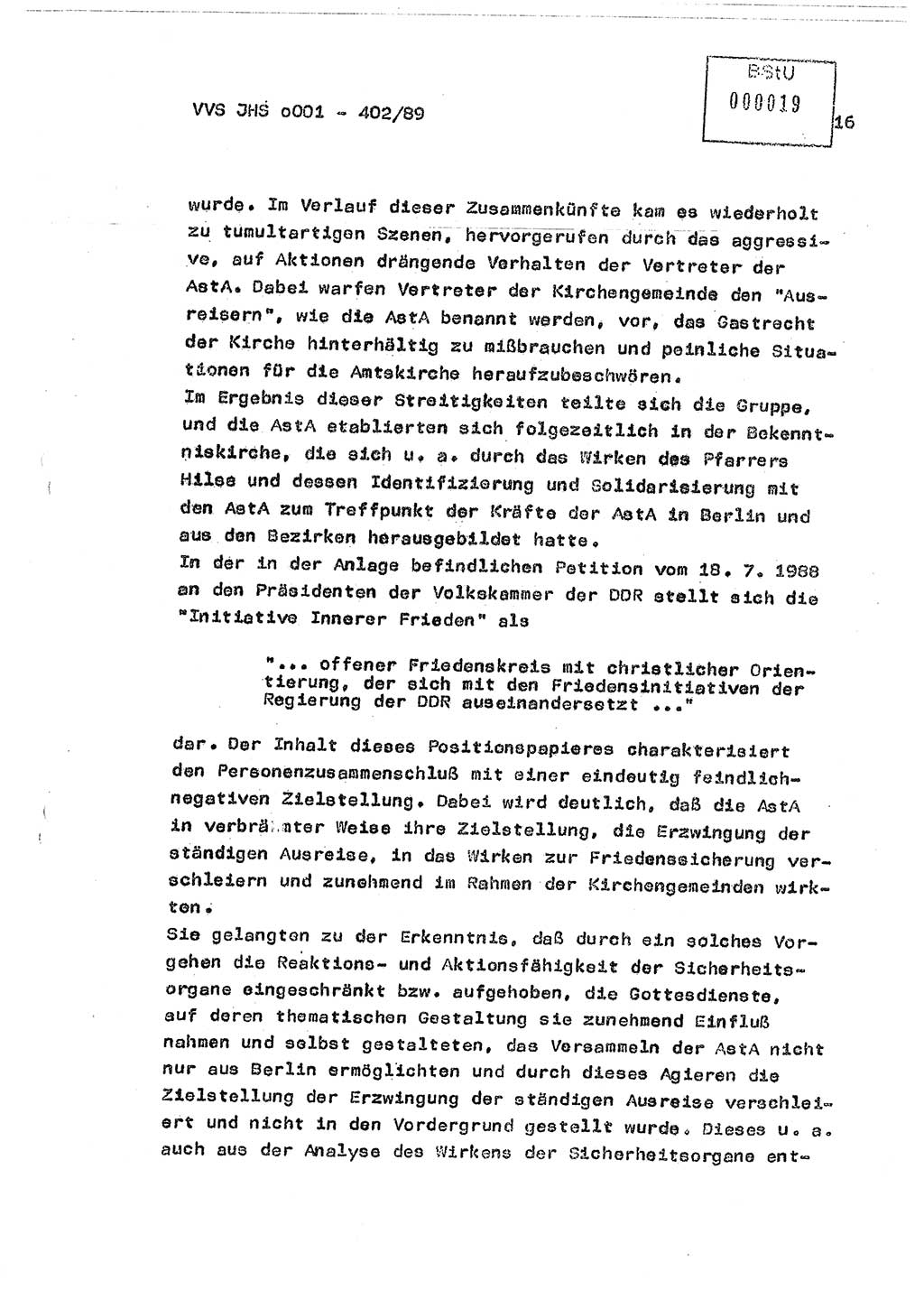 Diplomarbeit Major Günter Müller (HA Ⅸ/9), Ministerium für Staatssicherheit (MfS) [Deutsche Demokratische Republik (DDR)], Juristische Hochschule (JHS), Vertrauliche Verschlußsache (VVS) o001-402/89, Potsdam 1989, Seite 16 (Dipl.-Arb. MfS DDR JHS VVS o001-402/89 1989, S. 16)