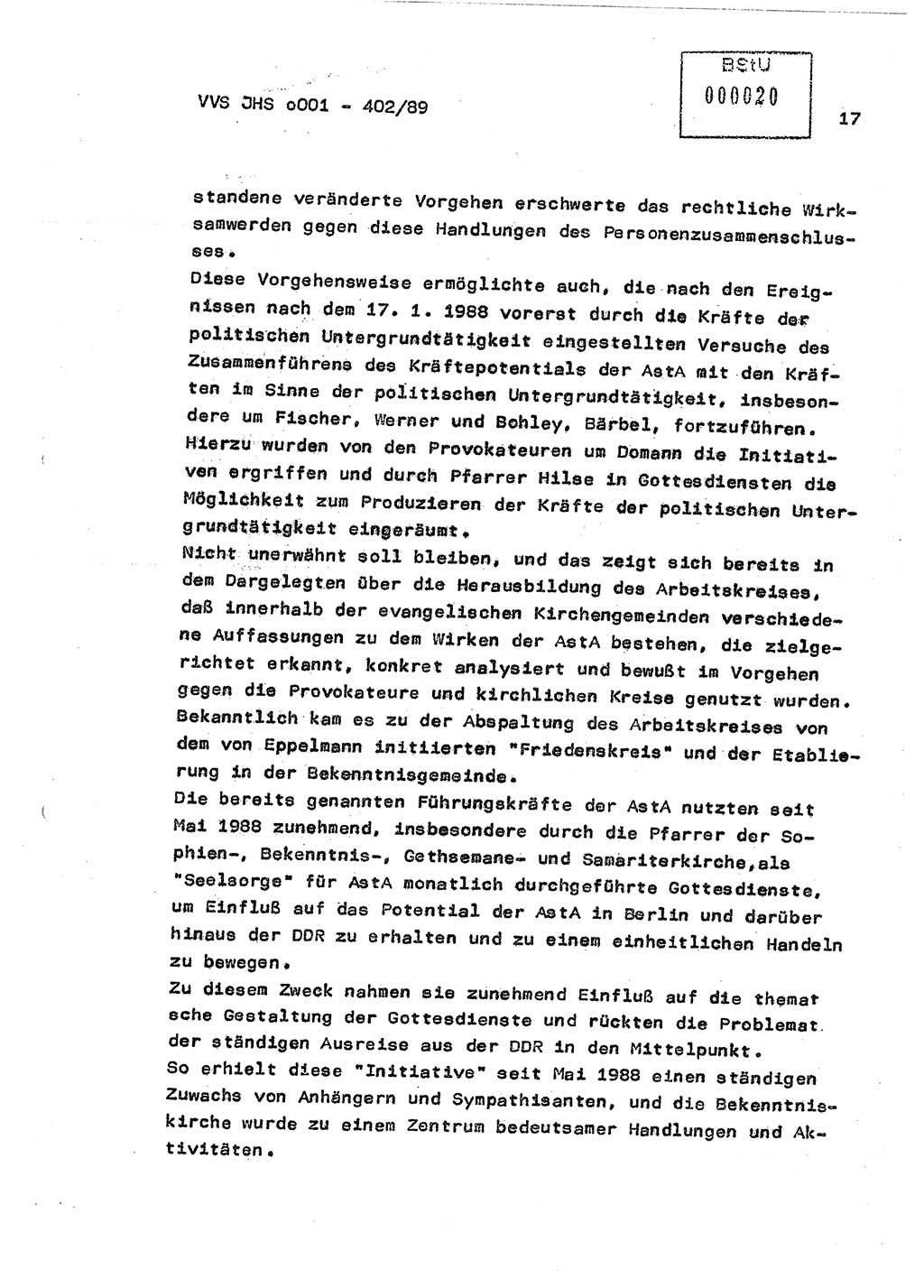 Diplomarbeit Major Günter Müller (HA Ⅸ/9), Ministerium für Staatssicherheit (MfS) [Deutsche Demokratische Republik (DDR)], Juristische Hochschule (JHS), Vertrauliche Verschlußsache (VVS) o001-402/89, Potsdam 1989, Seite 17 (Dipl.-Arb. MfS DDR JHS VVS o001-402/89 1989, S. 17)