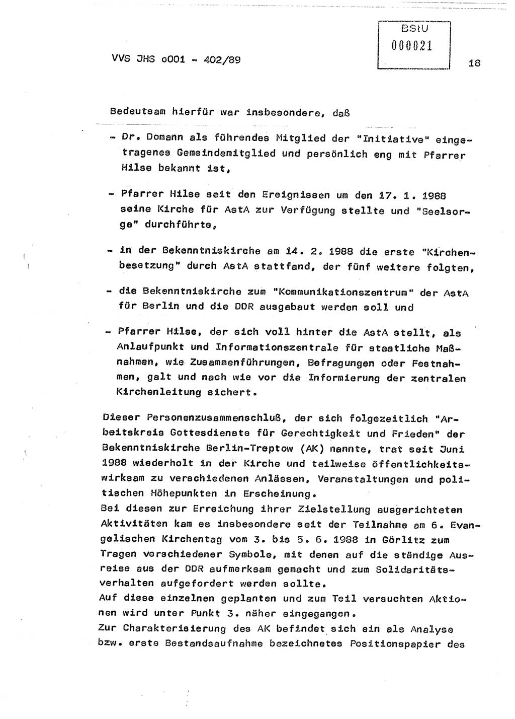 Diplomarbeit Major Günter Müller (HA Ⅸ/9), Ministerium für Staatssicherheit (MfS) [Deutsche Demokratische Republik (DDR)], Juristische Hochschule (JHS), Vertrauliche Verschlußsache (VVS) o001-402/89, Potsdam 1989, Seite 18 (Dipl.-Arb. MfS DDR JHS VVS o001-402/89 1989, S. 18)