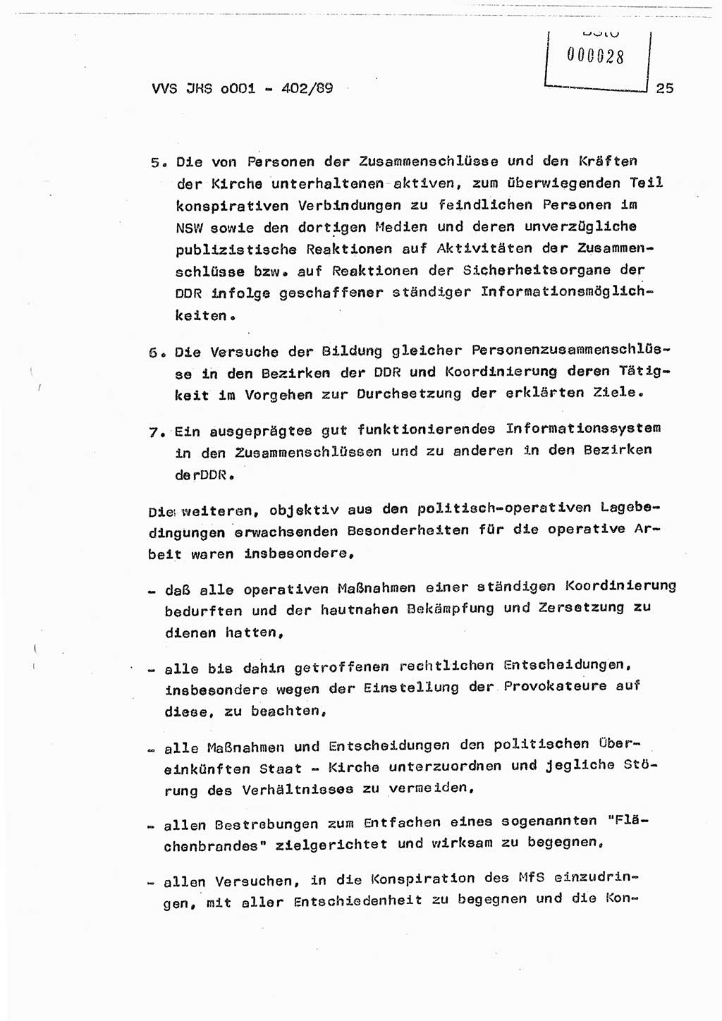 Diplomarbeit Major Günter Müller (HA Ⅸ/9), Ministerium für Staatssicherheit (MfS) [Deutsche Demokratische Republik (DDR)], Juristische Hochschule (JHS), Vertrauliche Verschlußsache (VVS) o001-402/89, Potsdam 1989, Seite 25 (Dipl.-Arb. MfS DDR JHS VVS o001-402/89 1989, S. 25)