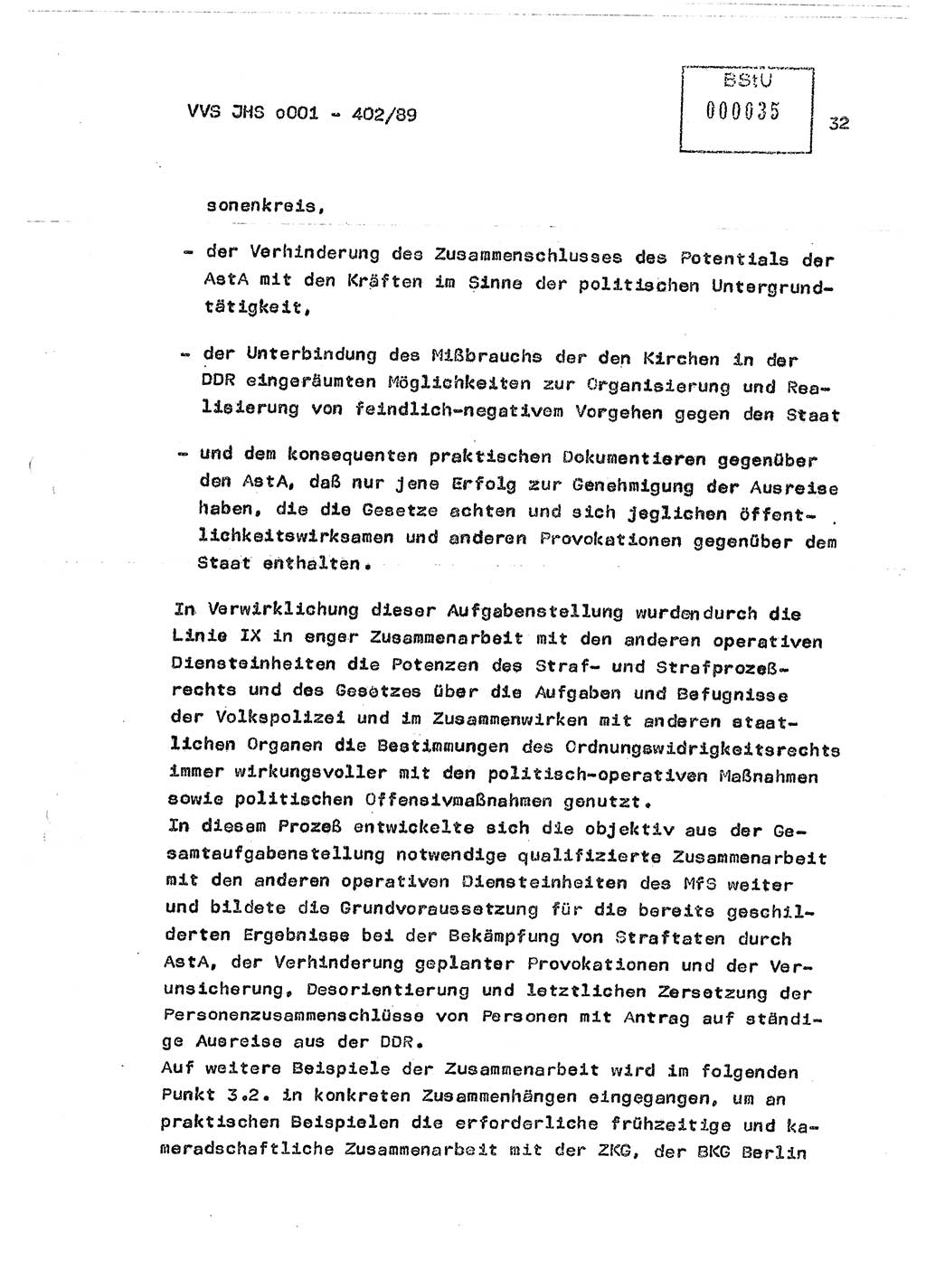 Diplomarbeit Major Günter Müller (HA Ⅸ/9), Ministerium für Staatssicherheit (MfS) [Deutsche Demokratische Republik (DDR)], Juristische Hochschule (JHS), Vertrauliche Verschlußsache (VVS) o001-402/89, Potsdam 1989, Seite 32 (Dipl.-Arb. MfS DDR JHS VVS o001-402/89 1989, S. 32)
