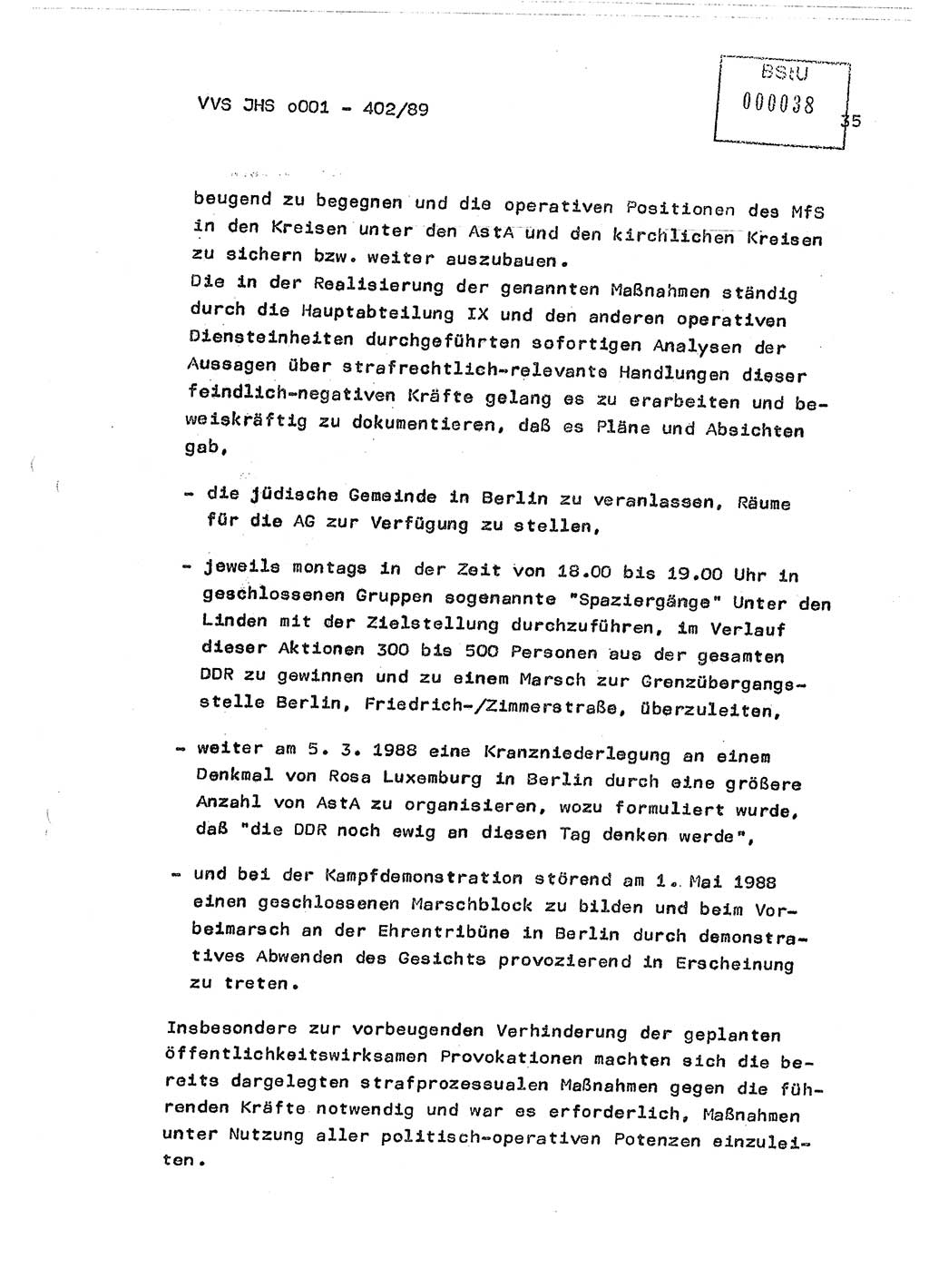 Diplomarbeit Major Günter Müller (HA Ⅸ/9), Ministerium für Staatssicherheit (MfS) [Deutsche Demokratische Republik (DDR)], Juristische Hochschule (JHS), Vertrauliche Verschlußsache (VVS) o001-402/89, Potsdam 1989, Seite 35 (Dipl.-Arb. MfS DDR JHS VVS o001-402/89 1989, S. 35)