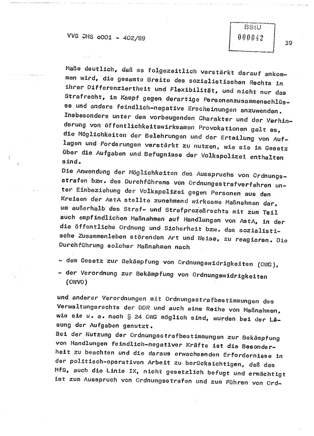 Diplomarbeit Major Günter Müller (HA Ⅸ/9), Ministerium für Staatssicherheit (MfS) [Deutsche Demokratische Republik (DDR)], Juristische Hochschule (JHS), Vertrauliche Verschlußsache (VVS) o001-402/89, Potsdam 1989, Seite 39 (Dipl.-Arb. MfS DDR JHS VVS o001-402/89 1989, S. 39)