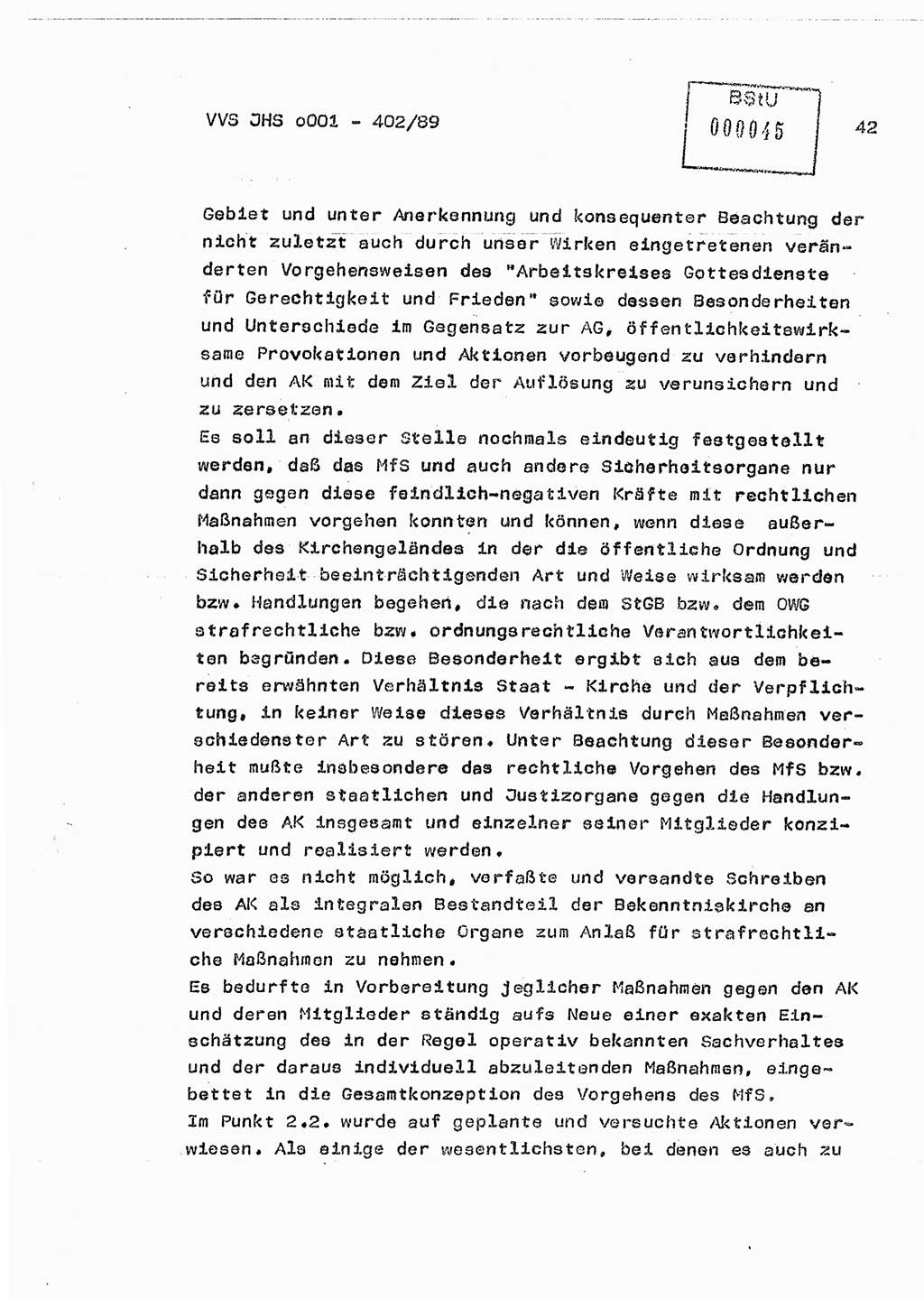 Diplomarbeit Major Günter Müller (HA Ⅸ/9), Ministerium für Staatssicherheit (MfS) [Deutsche Demokratische Republik (DDR)], Juristische Hochschule (JHS), Vertrauliche Verschlußsache (VVS) o001-402/89, Potsdam 1989, Seite 42 (Dipl.-Arb. MfS DDR JHS VVS o001-402/89 1989, S. 42)