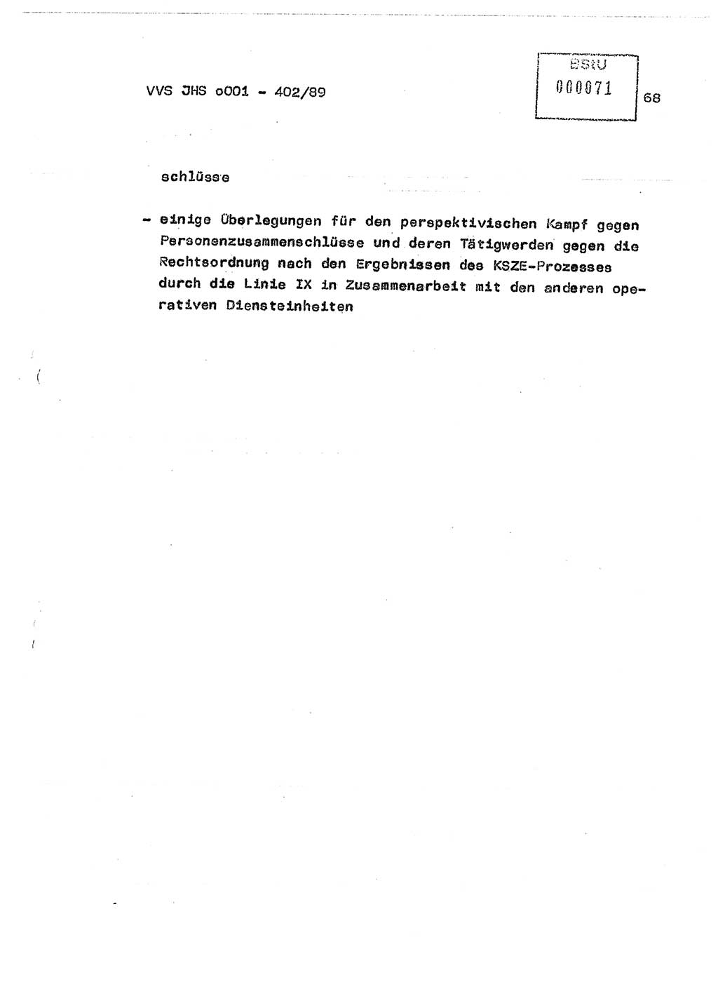 Diplomarbeit Major Günter Müller (HA Ⅸ/9), Ministerium für Staatssicherheit (MfS) [Deutsche Demokratische Republik (DDR)], Juristische Hochschule (JHS), Vertrauliche Verschlußsache (VVS) o001-402/89, Potsdam 1989, Seite 68 (Dipl.-Arb. MfS DDR JHS VVS o001-402/89 1989, S. 68)