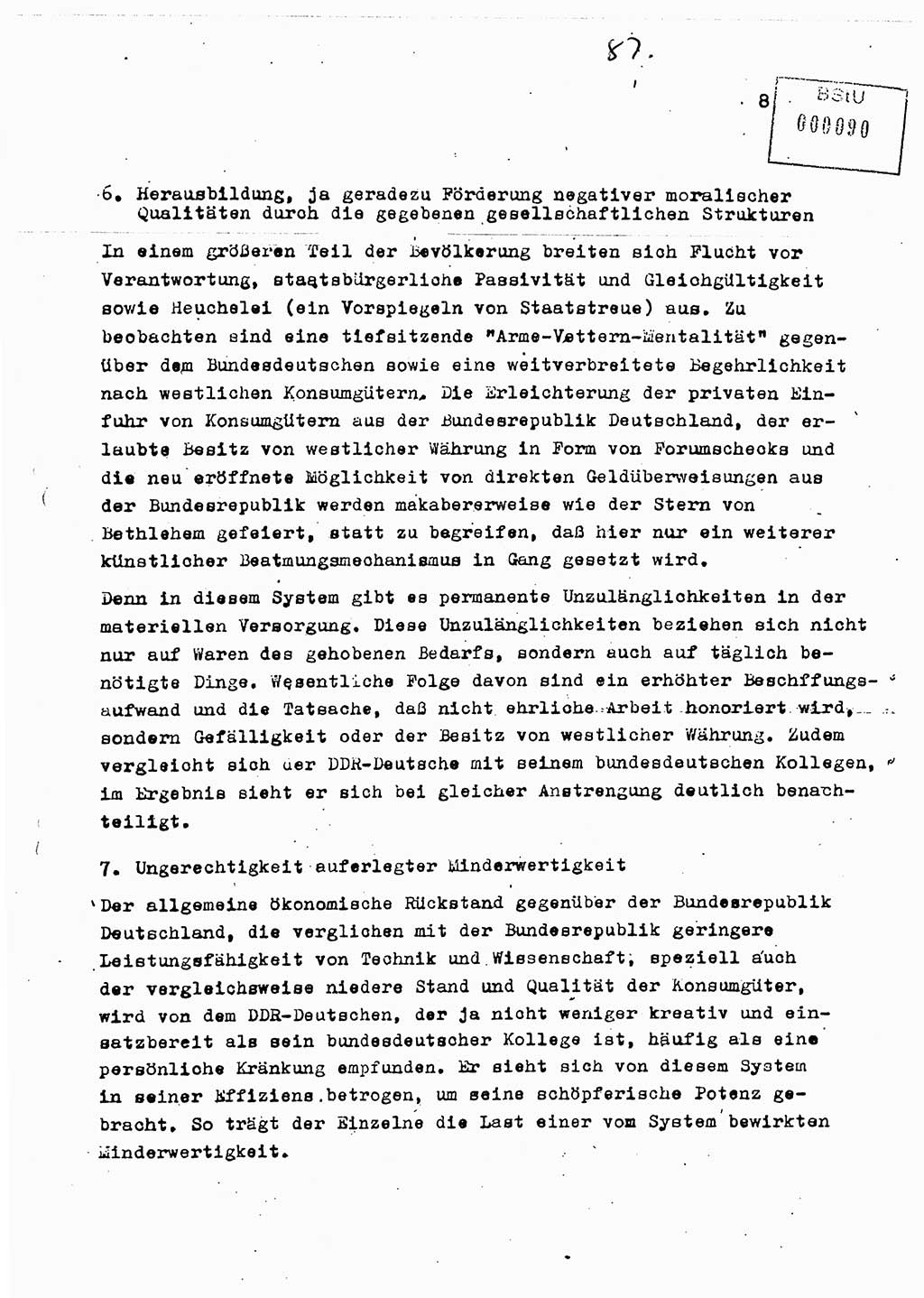 Diplomarbeit Major Günter Müller (HA Ⅸ/9), Ministerium für Staatssicherheit (MfS) [Deutsche Demokratische Republik (DDR)], Juristische Hochschule (JHS), Vertrauliche Verschlußsache (VVS) o001-402/89, Potsdam 1989, Seite 87 (Dipl.-Arb. MfS DDR JHS VVS o001-402/89 1989, S. 87)