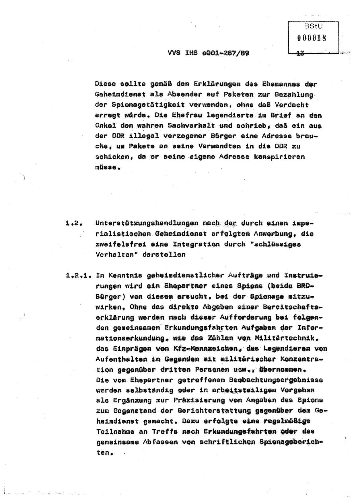 Diplomarbeit, Offiziersschüler Harald Wabst (HA Ⅸ/1), Ministerium für Staatssicherheit (MfS) [Deutsche Demokratische Republik (DDR)], Juristische Hochschule (JHS), Vertrauliche Verschlußsache (VVS) o001-287/89, Potsdam 1989, Seite 13 (Dipl.-Arb. MfS DDR JHS VVS o001-287/89 1989, S. 13)