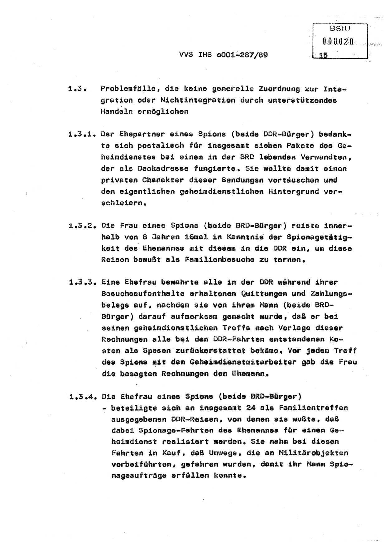 Diplomarbeit, Offiziersschüler Harald Wabst (HA Ⅸ/1), Ministerium für Staatssicherheit (MfS) [Deutsche Demokratische Republik (DDR)], Juristische Hochschule (JHS), Vertrauliche Verschlußsache (VVS) o001-287/89, Potsdam 1989, Seite 15 (Dipl.-Arb. MfS DDR JHS VVS o001-287/89 1989, S. 15)