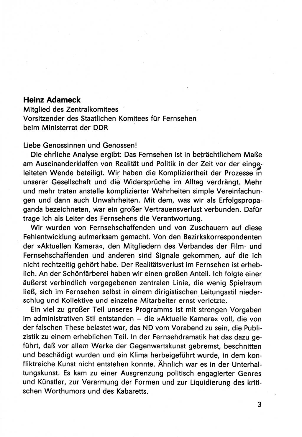 Diskussionsbeiträge, 10. Tagung des ZK (Zentralkomitee) der SED (Sozialistische Einheitspartei Deutschlands) [Deutsche Demokratische Republik (DDR)] 1989, Seite 3 (Disk.-Beitr. 10. Tg. ZK SED DDR 1989, S. 3)