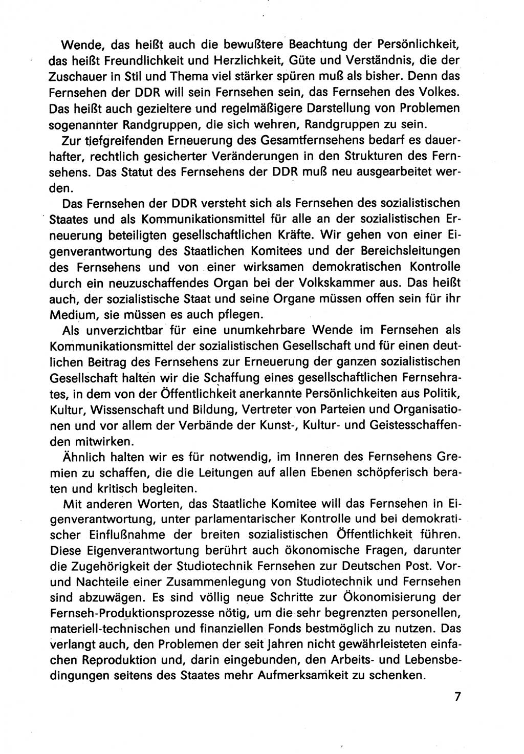 Diskussionsbeiträge, 10. Tagung des ZK (Zentralkomitee) der SED (Sozialistische Einheitspartei Deutschlands) [Deutsche Demokratische Republik (DDR)] 1989, Seite 7 (Disk.-Beitr. 10. Tg. ZK SED DDR 1989, S. 7)