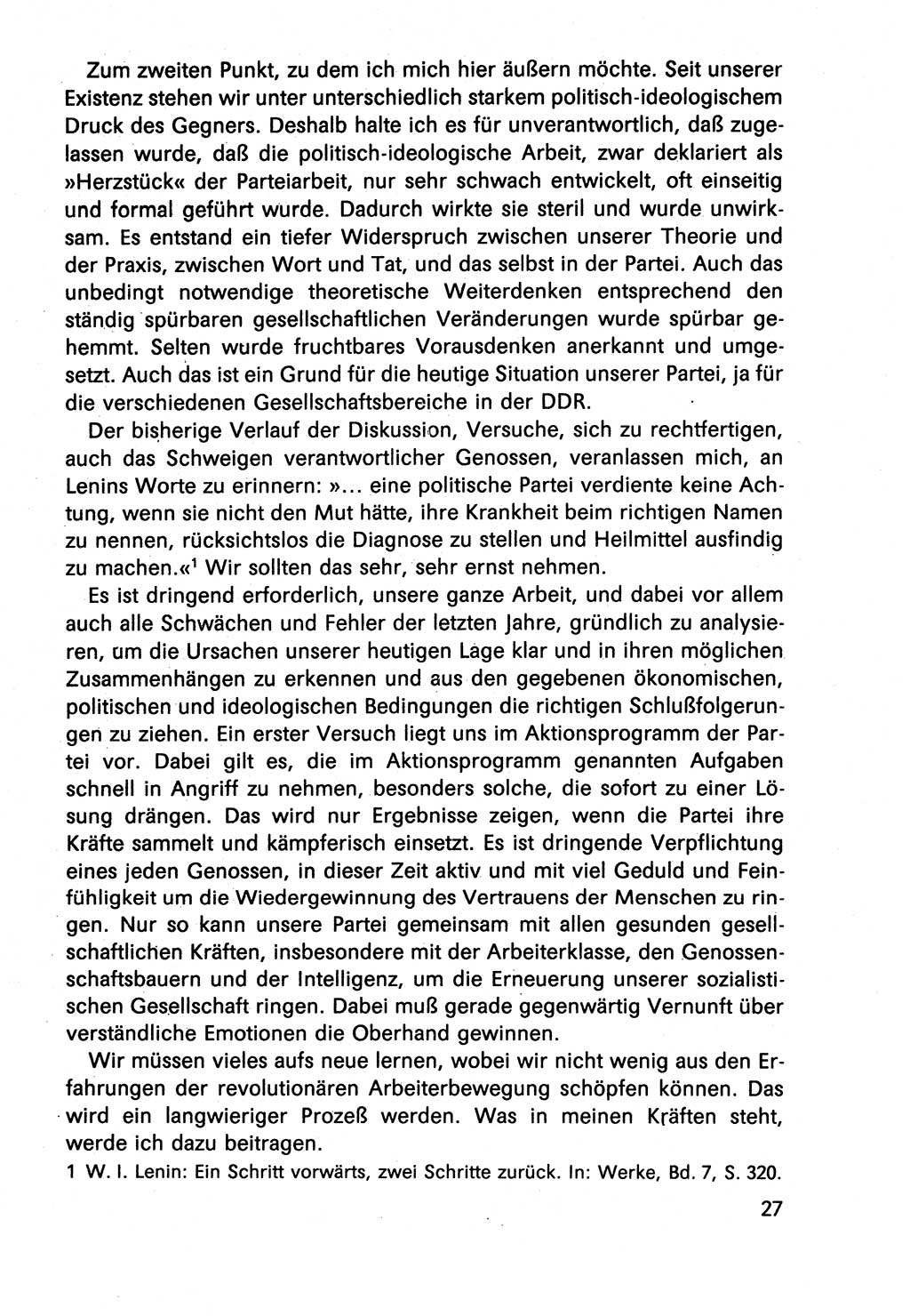 Diskussionsbeiträge, 10. Tagung des ZK (Zentralkomitee) der SED (Sozialistische Einheitspartei Deutschlands) [Deutsche Demokratische Republik (DDR)] 1989, Seite 27 (Disk.-Beitr. 10. Tg. ZK SED DDR 1989, S. 27)