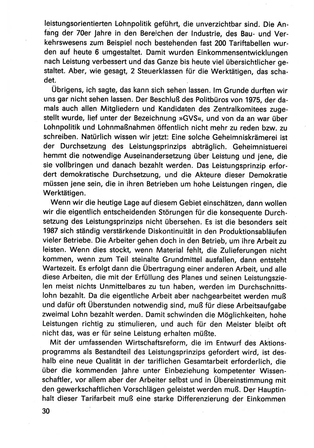 Diskussionsbeiträge, 10. Tagung des ZK (Zentralkomitee) der SED (Sozialistische Einheitspartei Deutschlands) [Deutsche Demokratische Republik (DDR)] 1989, Seite 30 (Disk.-Beitr. 10. Tg. ZK SED DDR 1989, S. 30)