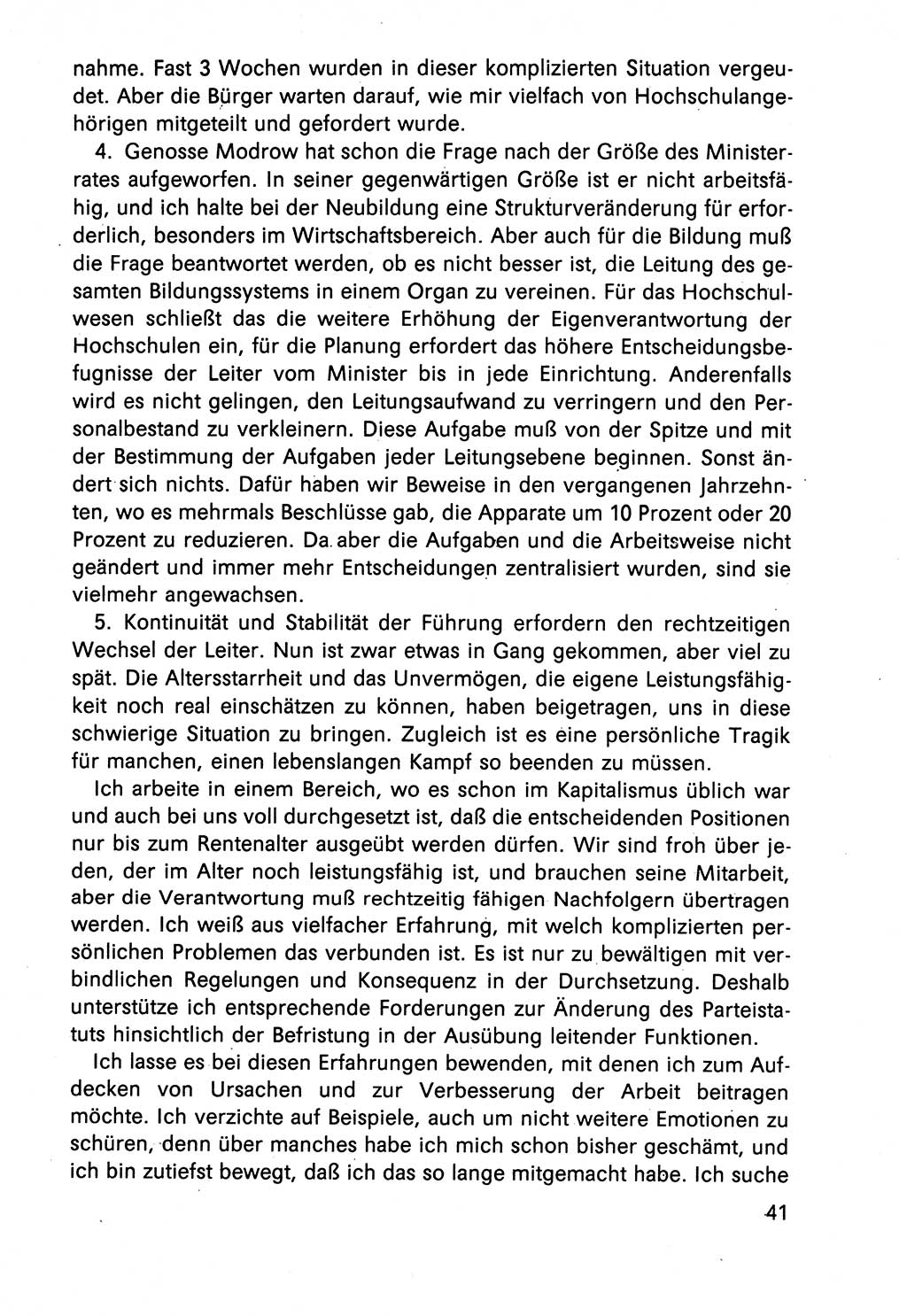Diskussionsbeiträge, 10. Tagung des ZK (Zentralkomitee) der SED (Sozialistische Einheitspartei Deutschlands) [Deutsche Demokratische Republik (DDR)] 1989, Seite 41 (Disk.-Beitr. 10. Tg. ZK SED DDR 1989, S. 41)