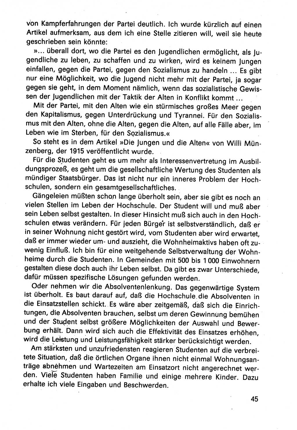 Diskussionsbeiträge, 10. Tagung des ZK (Zentralkomitee) der SED (Sozialistische Einheitspartei Deutschlands) [Deutsche Demokratische Republik (DDR)] 1989, Seite 45 (Disk.-Beitr. 10. Tg. ZK SED DDR 1989, S. 45)