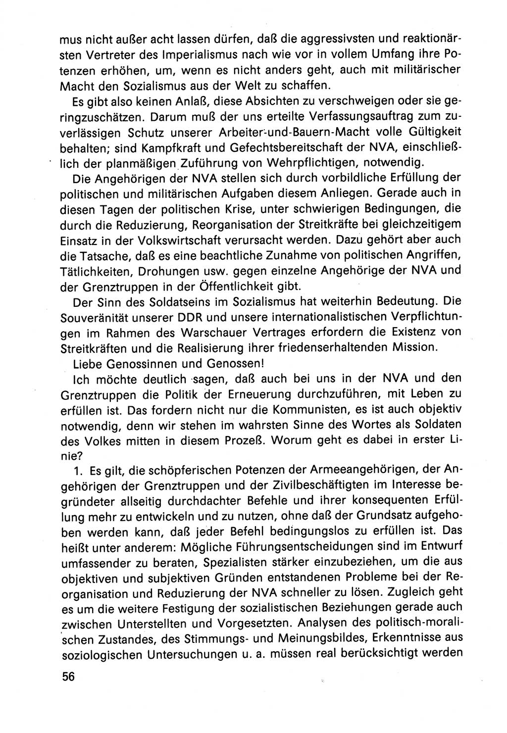 Diskussionsbeiträge, 10. Tagung des ZK (Zentralkomitee) der SED (Sozialistische Einheitspartei Deutschlands) [Deutsche Demokratische Republik (DDR)] 1989, Seite 56 (Disk.-Beitr. 10. Tg. ZK SED DDR 1989, S. 56)