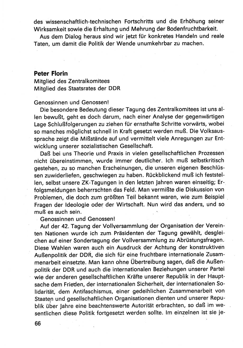 Diskussionsbeiträge, 10. Tagung des ZK (Zentralkomitee) der SED (Sozialistische Einheitspartei Deutschlands) [Deutsche Demokratische Republik (DDR)] 1989, Seite 66 (Disk.-Beitr. 10. Tg. ZK SED DDR 1989, S. 66)