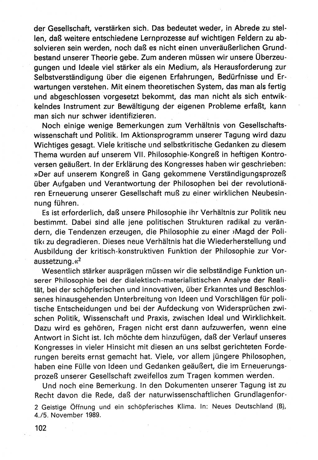 Diskussionsbeiträge, 10. Tagung des ZK (Zentralkomitee) der SED (Sozialistische Einheitspartei Deutschlands) [Deutsche Demokratische Republik (DDR)] 1989, Seite 102 (Disk.-Beitr. 10. Tg. ZK SED DDR 1989, S. 102)