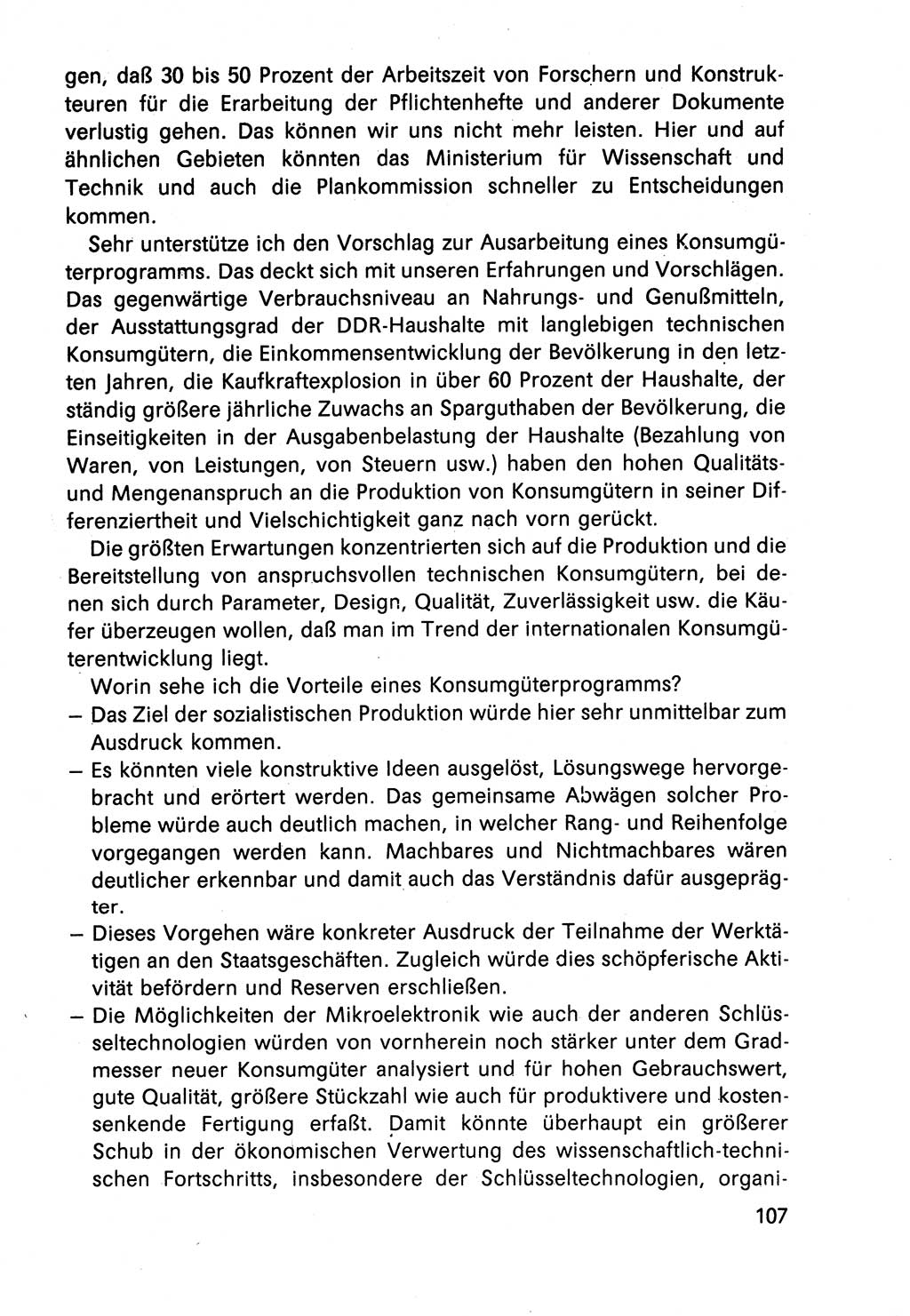 Diskussionsbeiträge, 10. Tagung des ZK (Zentralkomitee) der SED (Sozialistische Einheitspartei Deutschlands) [Deutsche Demokratische Republik (DDR)] 1989, Seite 107 (Disk.-Beitr. 10. Tg. ZK SED DDR 1989, S. 107)