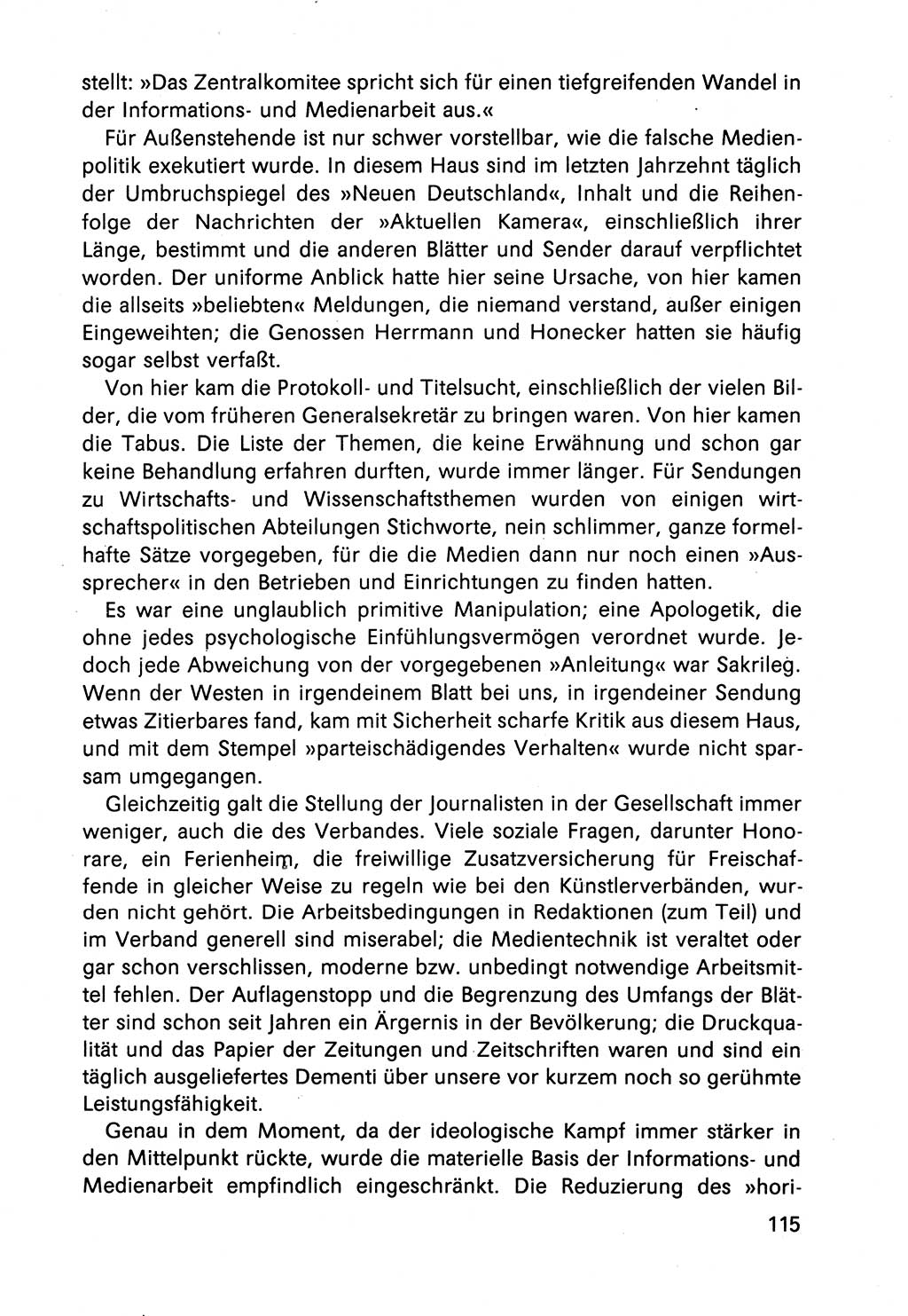 Diskussionsbeiträge, 10. Tagung des ZK (Zentralkomitee) der SED (Sozialistische Einheitspartei Deutschlands) [Deutsche Demokratische Republik (DDR)] 1989, Seite 115 (Disk.-Beitr. 10. Tg. ZK SED DDR 1989, S. 115)