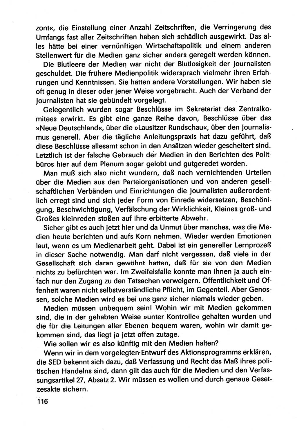 Diskussionsbeiträge, 10. Tagung des ZK (Zentralkomitee) der SED (Sozialistische Einheitspartei Deutschlands) [Deutsche Demokratische Republik (DDR)] 1989, Seite 116 (Disk.-Beitr. 10. Tg. ZK SED DDR 1989, S. 116)