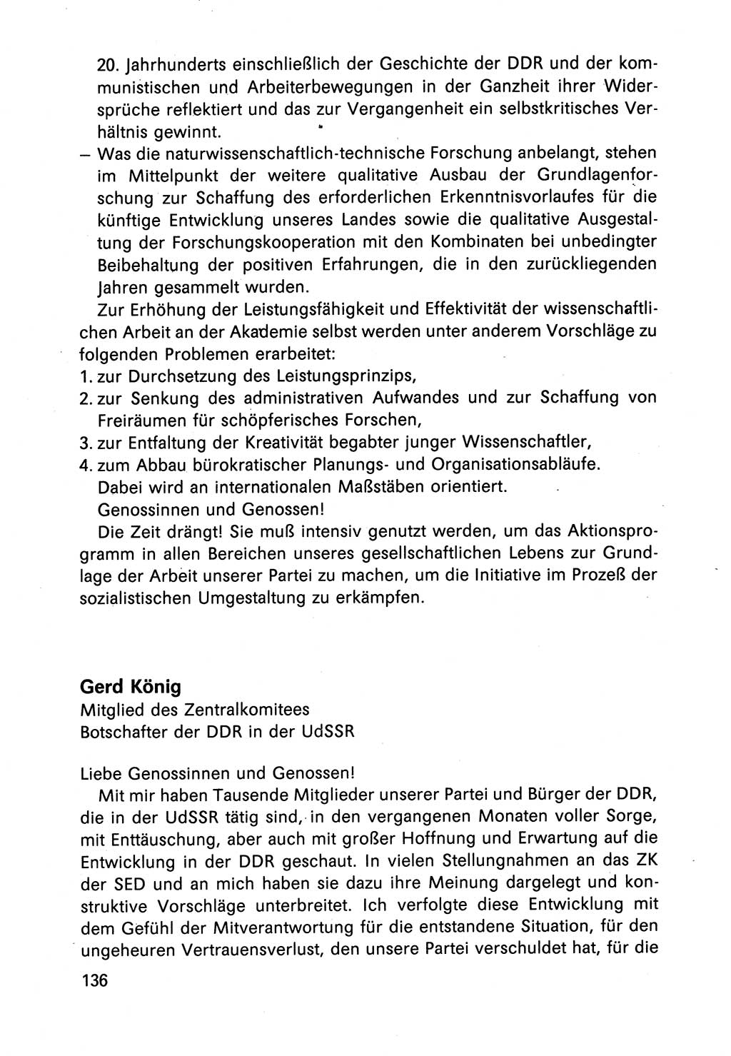 Diskussionsbeiträge, 10. Tagung des ZK (Zentralkomitee) der SED (Sozialistische Einheitspartei Deutschlands) [Deutsche Demokratische Republik (DDR)] 1989, Seite 136 (Disk.-Beitr. 10. Tg. ZK SED DDR 1989, S. 136)