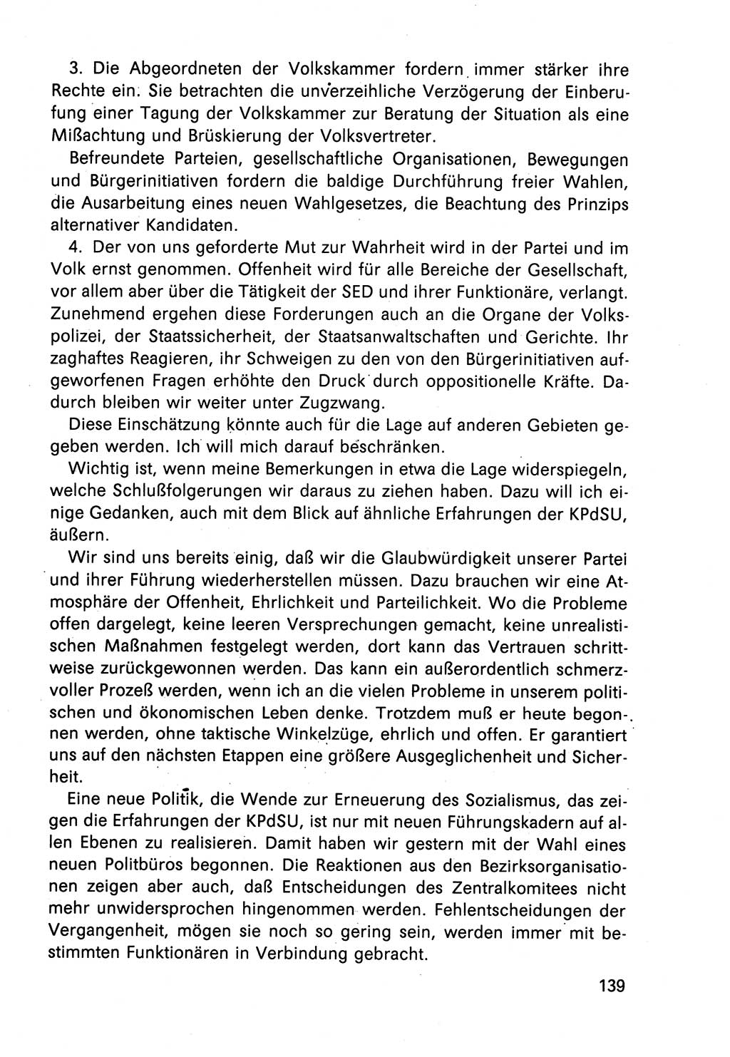 Diskussionsbeiträge, 10. Tagung des ZK (Zentralkomitee) der SED (Sozialistische Einheitspartei Deutschlands) [Deutsche Demokratische Republik (DDR)] 1989, Seite 139 (Disk.-Beitr. 10. Tg. ZK SED DDR 1989, S. 139)