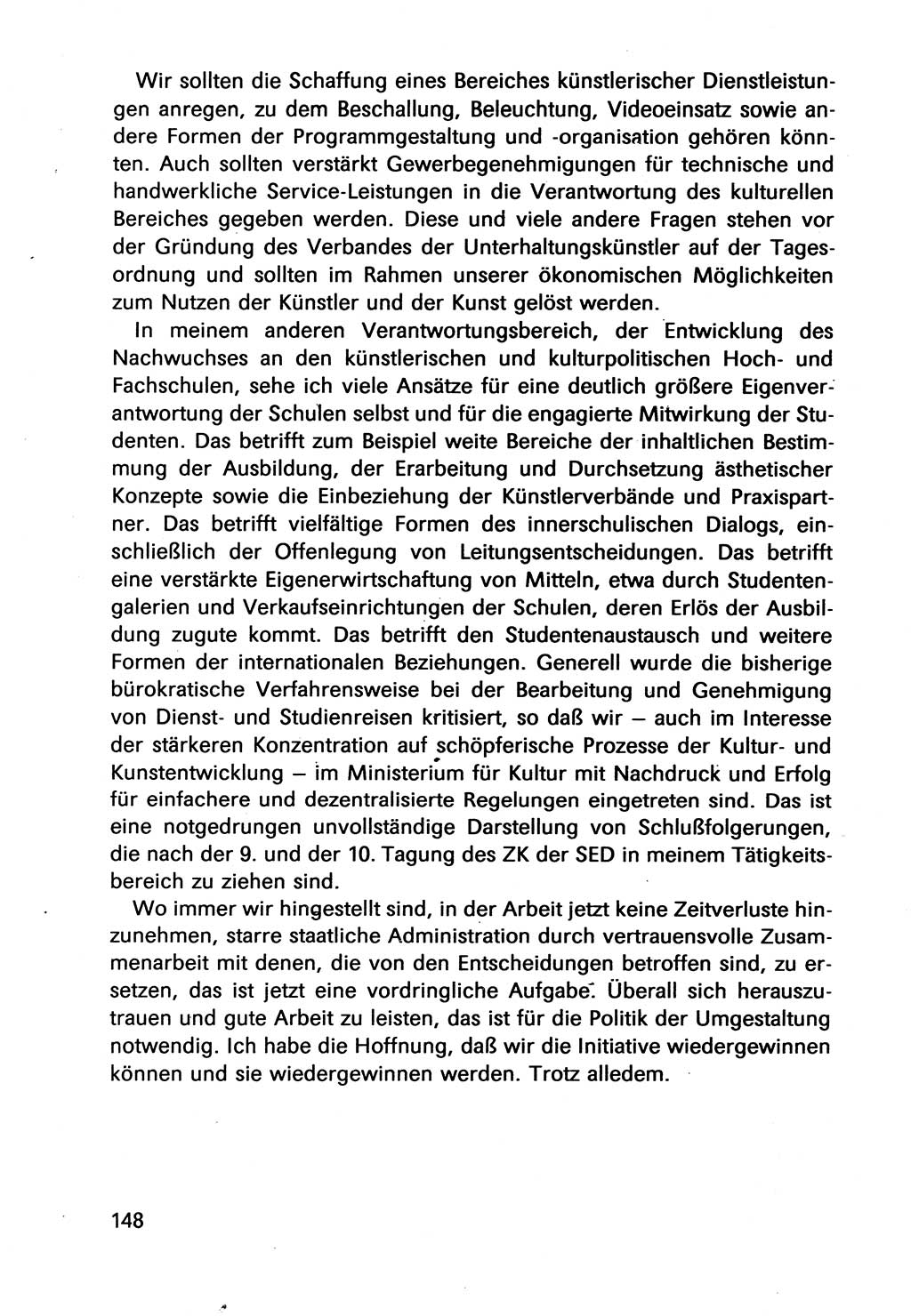 Diskussionsbeiträge, 10. Tagung des ZK (Zentralkomitee) der SED (Sozialistische Einheitspartei Deutschlands) [Deutsche Demokratische Republik (DDR)] 1989, Seite 148 (Disk.-Beitr. 10. Tg. ZK SED DDR 1989, S. 148)