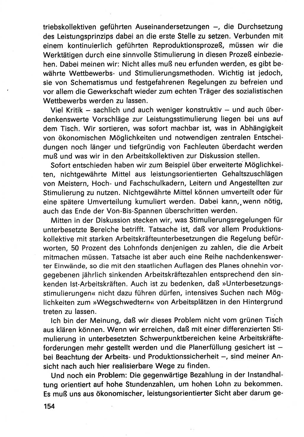 Diskussionsbeiträge, 10. Tagung des ZK (Zentralkomitee) der SED (Sozialistische Einheitspartei Deutschlands) [Deutsche Demokratische Republik (DDR)] 1989, Seite 154 (Disk.-Beitr. 10. Tg. ZK SED DDR 1989, S. 154)