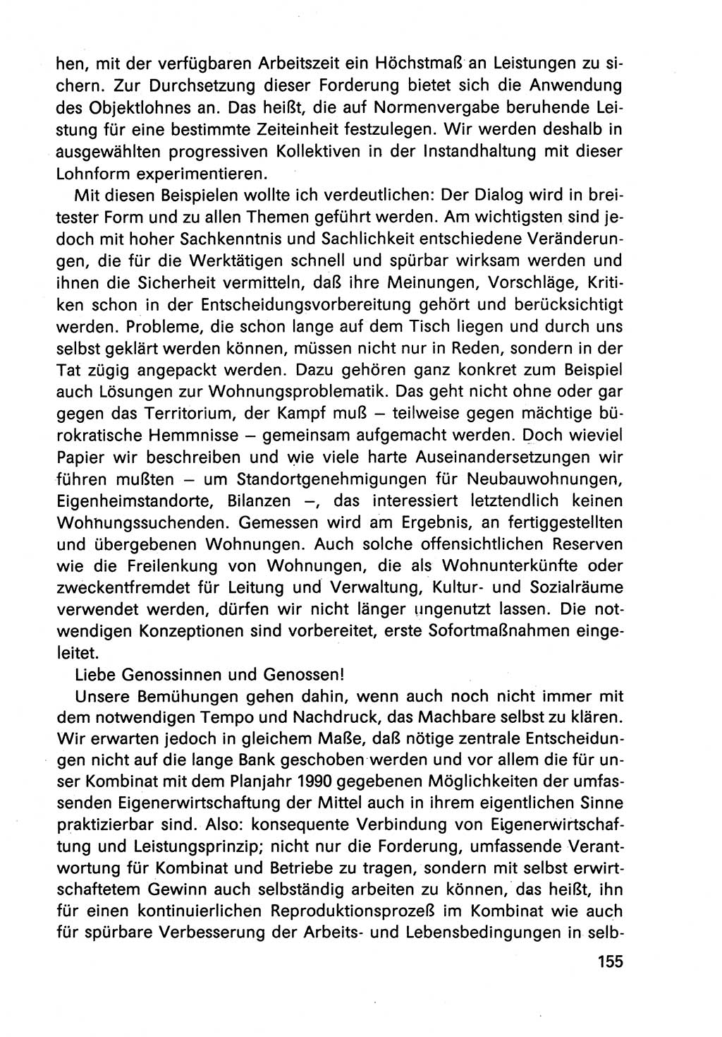 Diskussionsbeiträge, 10. Tagung des ZK (Zentralkomitee) der SED (Sozialistische Einheitspartei Deutschlands) [Deutsche Demokratische Republik (DDR)] 1989, Seite 155 (Disk.-Beitr. 10. Tg. ZK SED DDR 1989, S. 155)