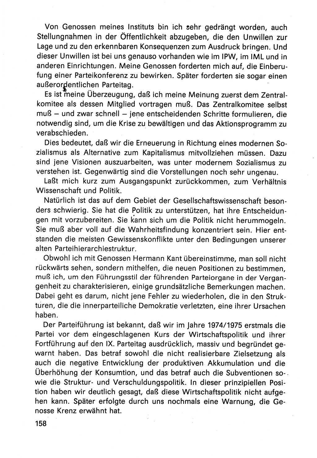 Diskussionsbeiträge, 10. Tagung des ZK (Zentralkomitee) der SED (Sozialistische Einheitspartei Deutschlands) [Deutsche Demokratische Republik (DDR)] 1989, Seite 158 (Disk.-Beitr. 10. Tg. ZK SED DDR 1989, S. 158)