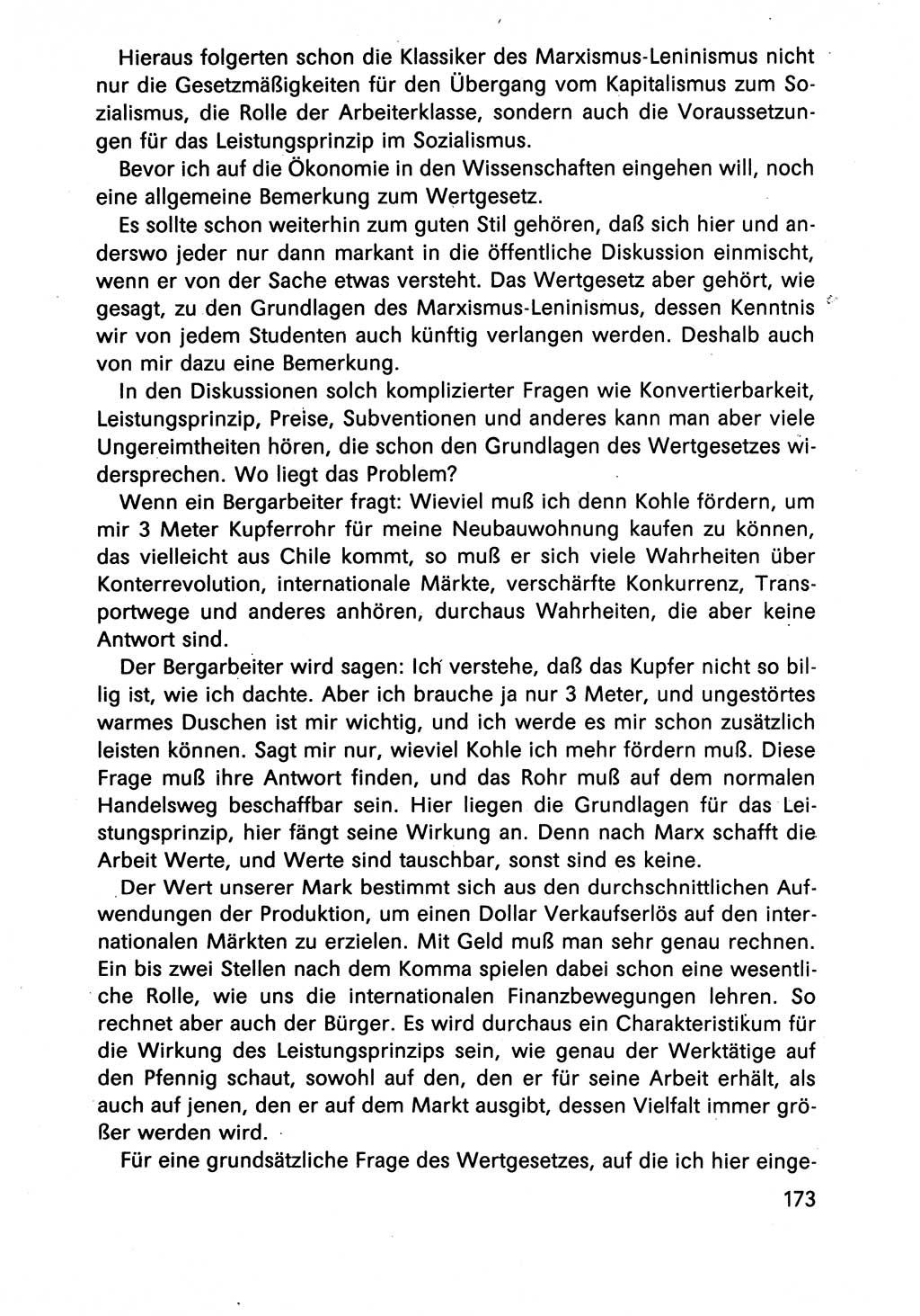 Diskussionsbeiträge, 10. Tagung des ZK (Zentralkomitee) der SED (Sozialistische Einheitspartei Deutschlands) [Deutsche Demokratische Republik (DDR)] 1989, Seite 173 (Disk.-Beitr. 10. Tg. ZK SED DDR 1989, S. 173)