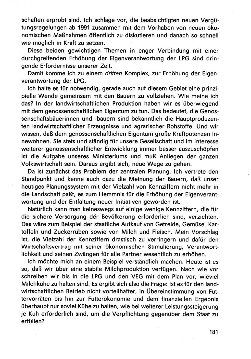 Diskussionsbeiträge, 10. Tagung des ZK (Zentralkomitee) der SED (Sozialistische Einheitspartei Deutschlands) [Deutsche Demokratische Republik (DDR)] 1989, Seite 181 (Disk.-Beitr. 10. Tg. ZK SED DDR 1989, S. 181)