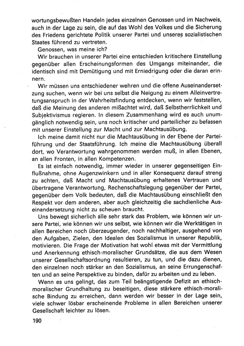 Diskussionsbeiträge, 10. Tagung des ZK (Zentralkomitee) der SED (Sozialistische Einheitspartei Deutschlands) [Deutsche Demokratische Republik (DDR)] 1989, Seite 190 (Disk.-Beitr. 10. Tg. ZK SED DDR 1989, S. 190)