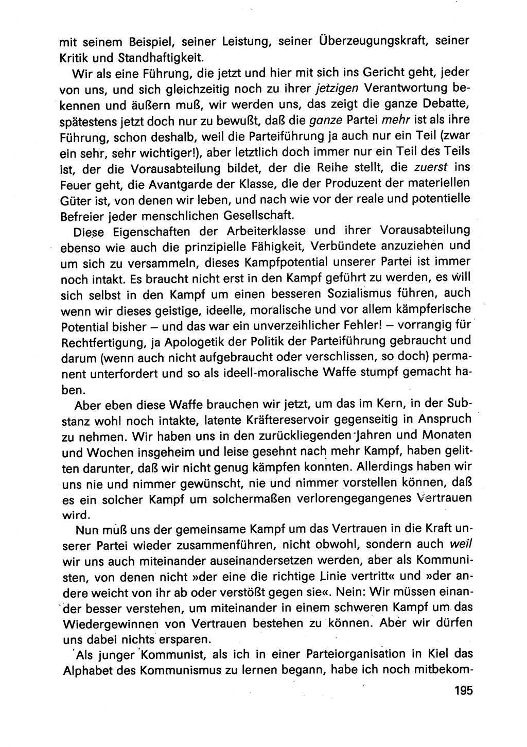 Diskussionsbeiträge, 10. Tagung des ZK (Zentralkomitee) der SED (Sozialistische Einheitspartei Deutschlands) [Deutsche Demokratische Republik (DDR)] 1989, Seite 195 (Disk.-Beitr. 10. Tg. ZK SED DDR 1989, S. 195)