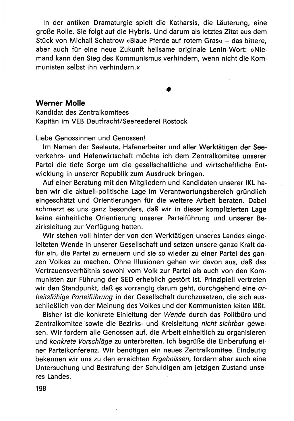Diskussionsbeiträge, 10. Tagung des ZK (Zentralkomitee) der SED (Sozialistische Einheitspartei Deutschlands) [Deutsche Demokratische Republik (DDR)] 1989, Seite 198 (Disk.-Beitr. 10. Tg. ZK SED DDR 1989, S. 198)