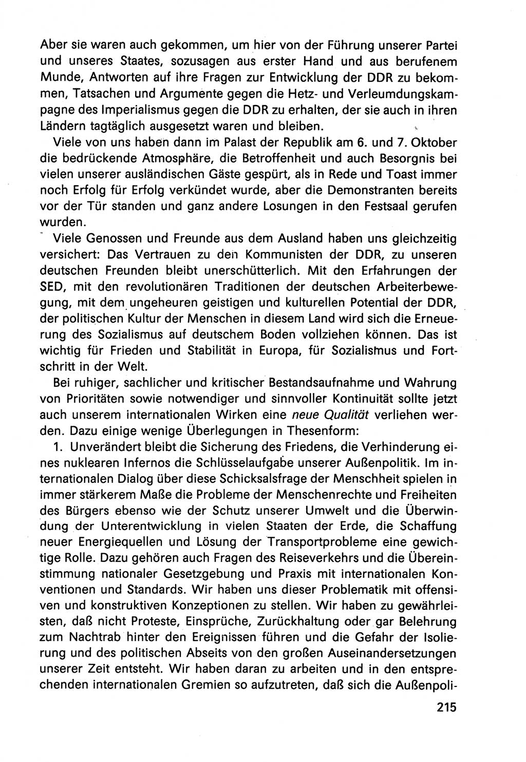 Diskussionsbeiträge, 10. Tagung des ZK (Zentralkomitee) der SED (Sozialistische Einheitspartei Deutschlands) [Deutsche Demokratische Republik (DDR)] 1989, Seite 215 (Disk.-Beitr. 10. Tg. ZK SED DDR 1989, S. 215)