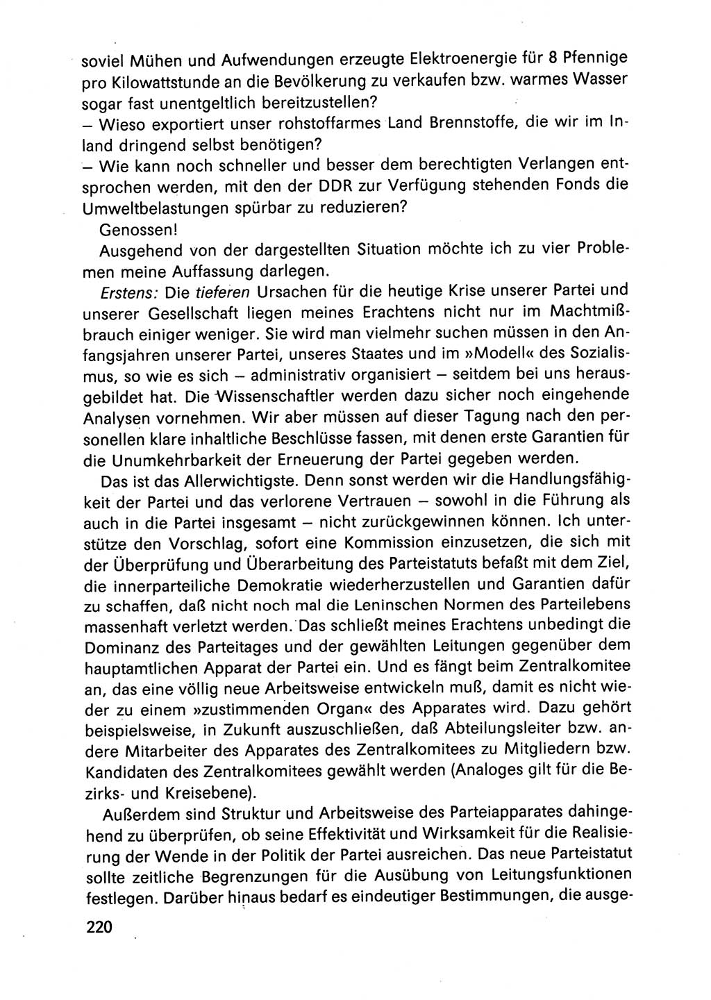 Diskussionsbeiträge, 10. Tagung des ZK (Zentralkomitee) der SED (Sozialistische Einheitspartei Deutschlands) [Deutsche Demokratische Republik (DDR)] 1989, Seite 220 (Disk.-Beitr. 10. Tg. ZK SED DDR 1989, S. 220)