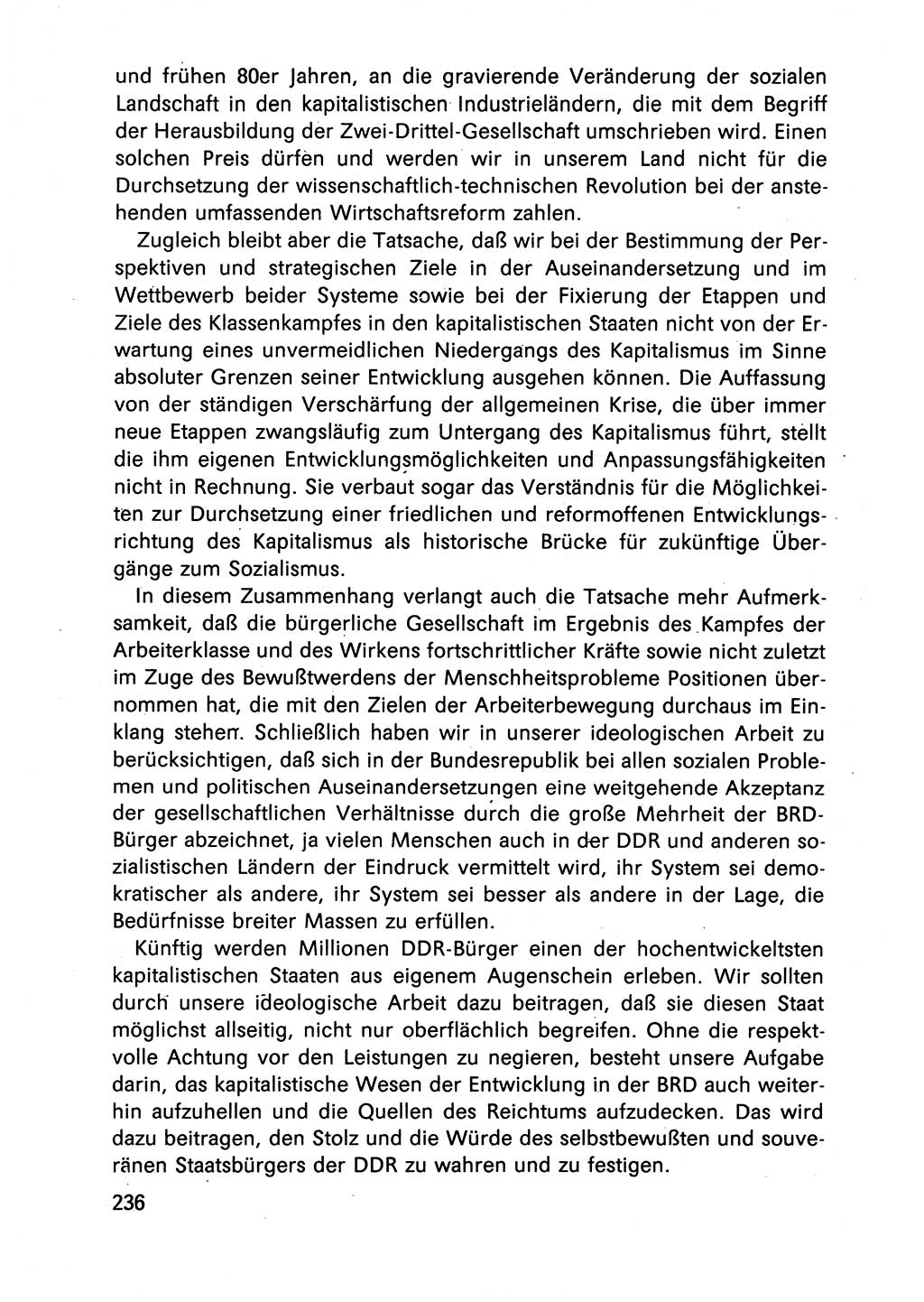 Diskussionsbeiträge, 10. Tagung des ZK (Zentralkomitee) der SED (Sozialistische Einheitspartei Deutschlands) [Deutsche Demokratische Republik (DDR)] 1989, Seite 236 (Disk.-Beitr. 10. Tg. ZK SED DDR 1989, S. 236)