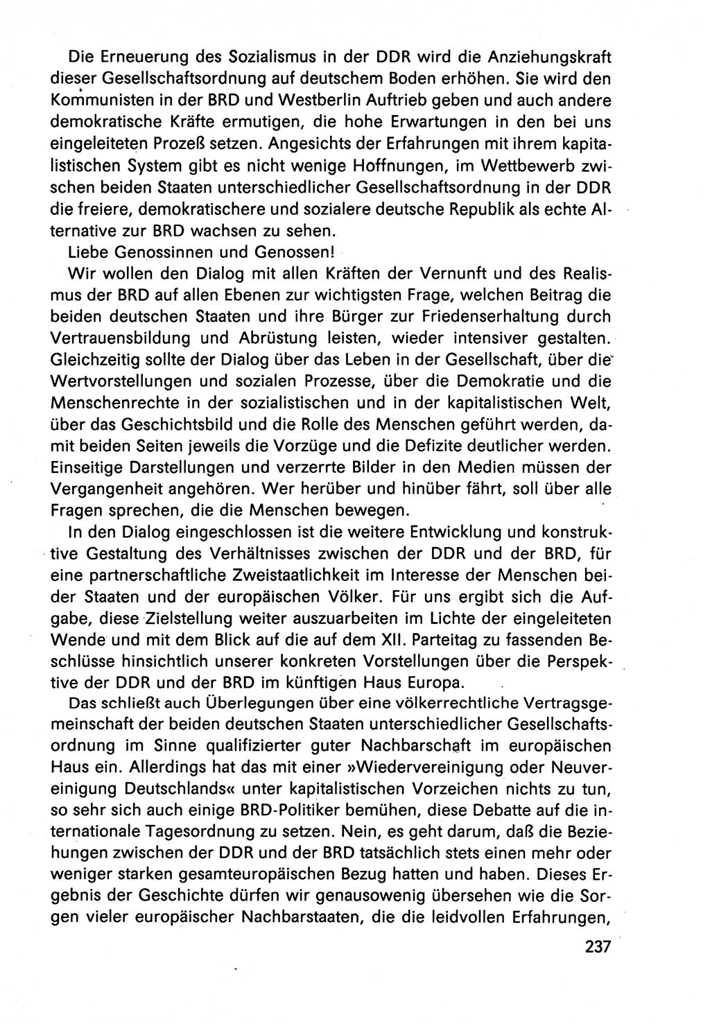 Diskussionsbeiträge, 10. Tagung des ZK (Zentralkomitee) der SED (Sozialistische Einheitspartei Deutschlands) [Deutsche Demokratische Republik (DDR)] 1989, Seite 237 (Disk.-Beitr. 10. Tg. ZK SED DDR 1989, S. 237)