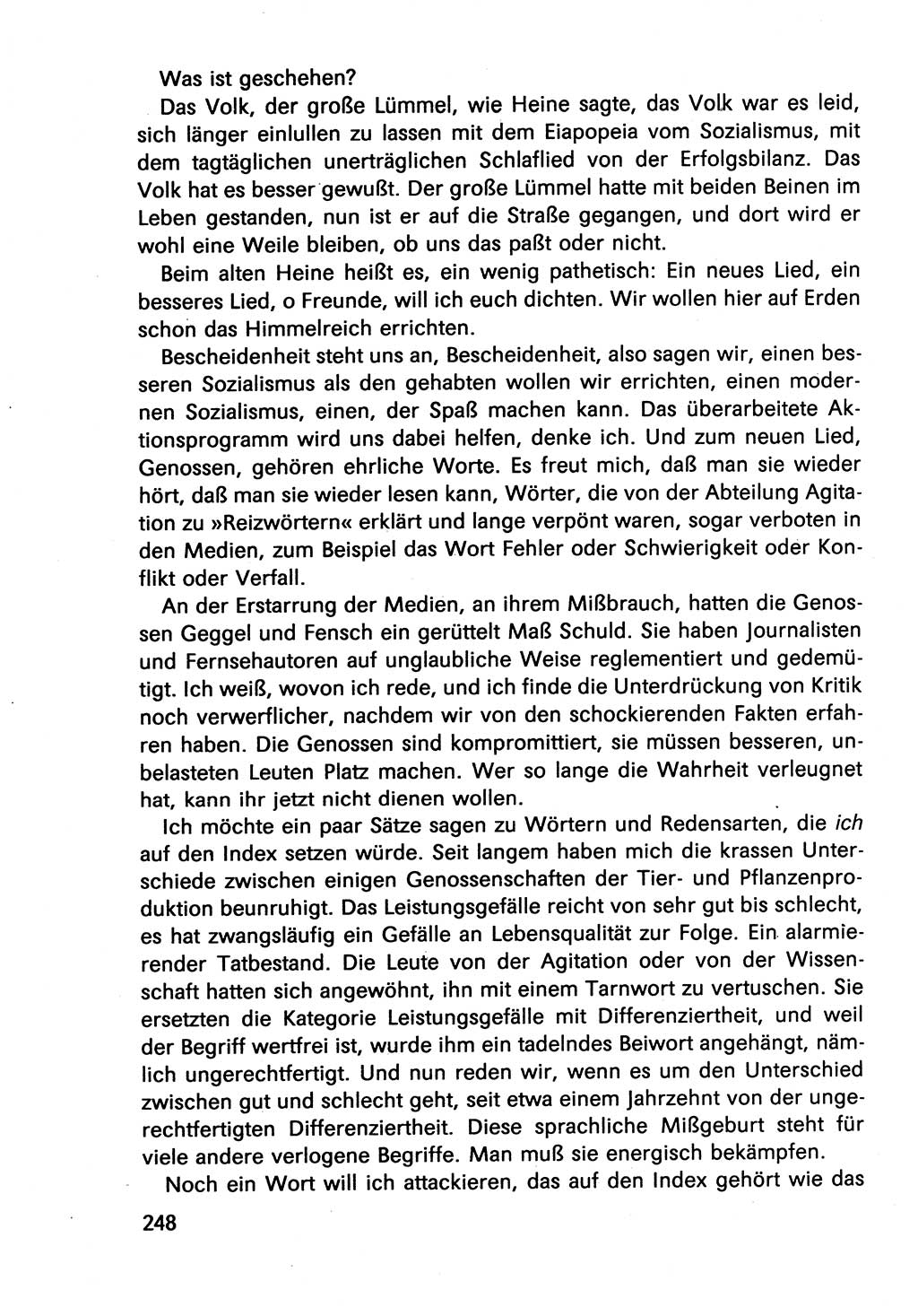 Diskussionsbeiträge, 10. Tagung des ZK (Zentralkomitee) der SED (Sozialistische Einheitspartei Deutschlands) [Deutsche Demokratische Republik (DDR)] 1989, Seite 248 (Disk.-Beitr. 10. Tg. ZK SED DDR 1989, S. 248)