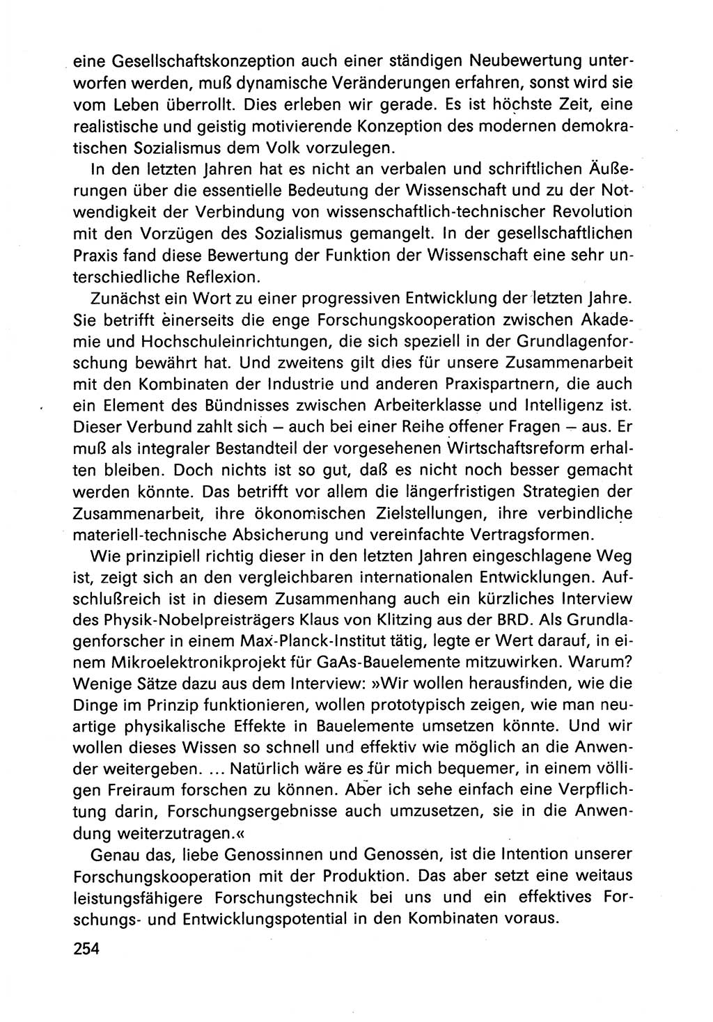 Diskussionsbeiträge, 10. Tagung des ZK (Zentralkomitee) der SED (Sozialistische Einheitspartei Deutschlands) [Deutsche Demokratische Republik (DDR)] 1989, Seite 254 (Disk.-Beitr. 10. Tg. ZK SED DDR 1989, S. 254)