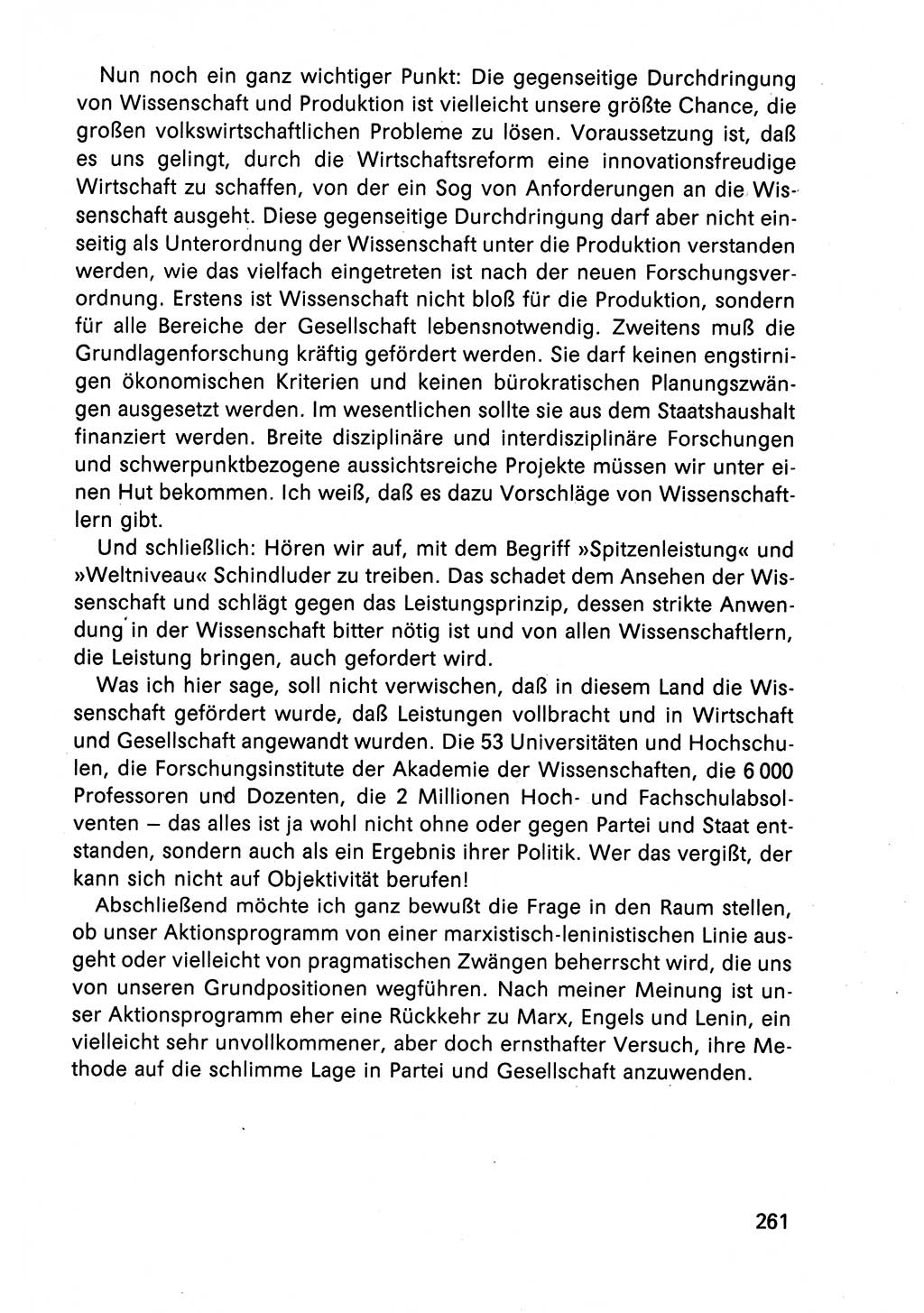 Diskussionsbeiträge, 10. Tagung des ZK (Zentralkomitee) der SED (Sozialistische Einheitspartei Deutschlands) [Deutsche Demokratische Republik (DDR)] 1989, Seite 261 (Disk.-Beitr. 10. Tg. ZK SED DDR 1989, S. 261)