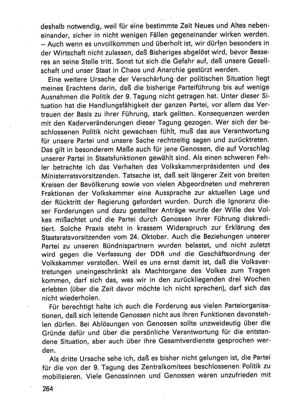 Diskussionsbeiträge, 10. Tagung des ZK (Zentralkomitee) der SED (Sozialistische Einheitspartei Deutschlands) [Deutsche Demokratische Republik (DDR)] 1989, Seite 264 (Disk.-Beitr. 10. Tg. ZK SED DDR 1989, S. 264)